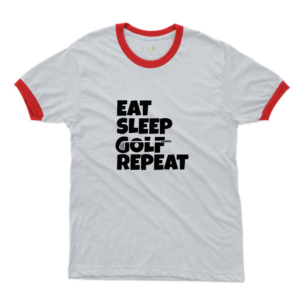 Epic Label Tshirt Eat Sleep Golf Repeat Ringer T-Shirt Pour Homme