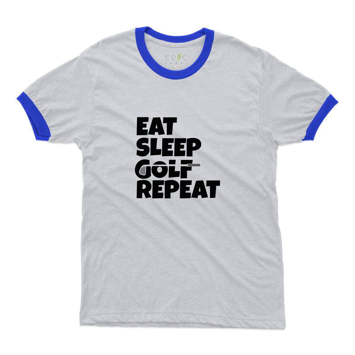 Epic Label Tshirt Eat Sleep Golf Repeat Ringer T-Shirt Pour Homme