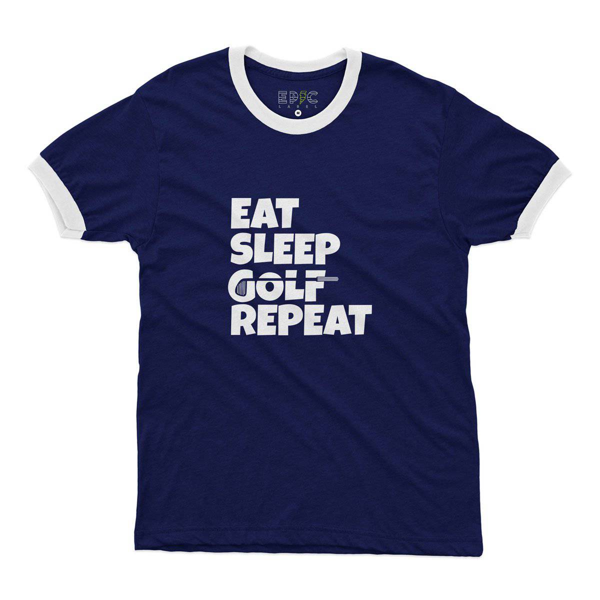 Epic Label Tshirt Eat Sleep Golf Repeat Ringer T-Shirt Pour Homme
