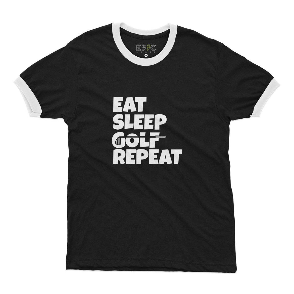 Epic Label Tshirt Eat Sleep Golf Repeat Ringer T-Shirt Pour Homme