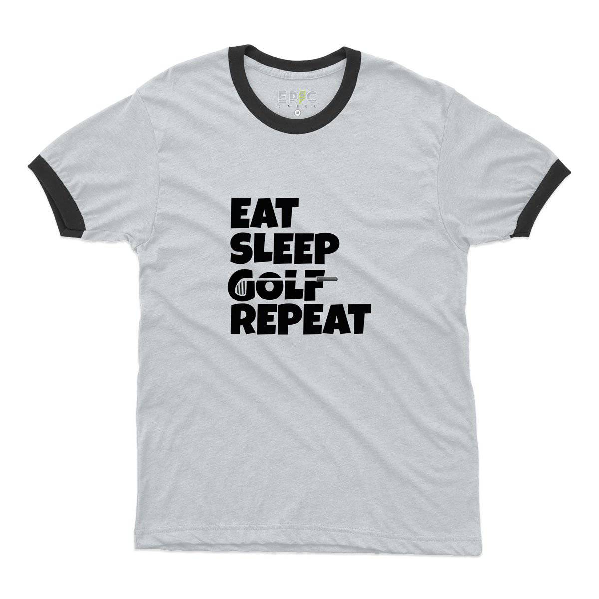 Epic Label Tshirt Eat Sleep Golf Repeat Ringer T-Shirt Pour Homme
