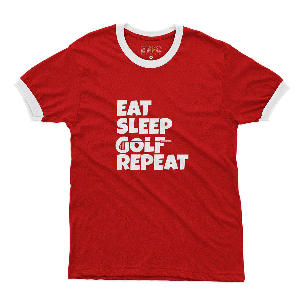 Epic Label Tshirt Eat Sleep Golf Repeat Ringer T-Shirt Pour Homme