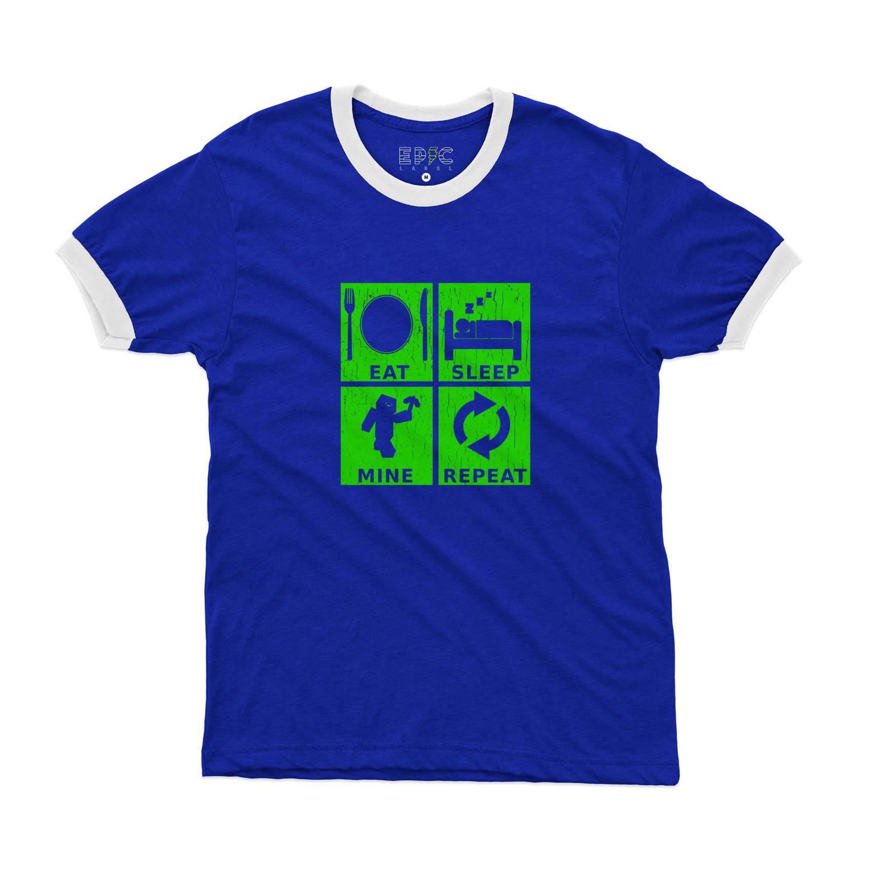 Epic Label Tshirt Eat Sleep Mine Repeat Vintage Ringer T-Shirt Pour Homme