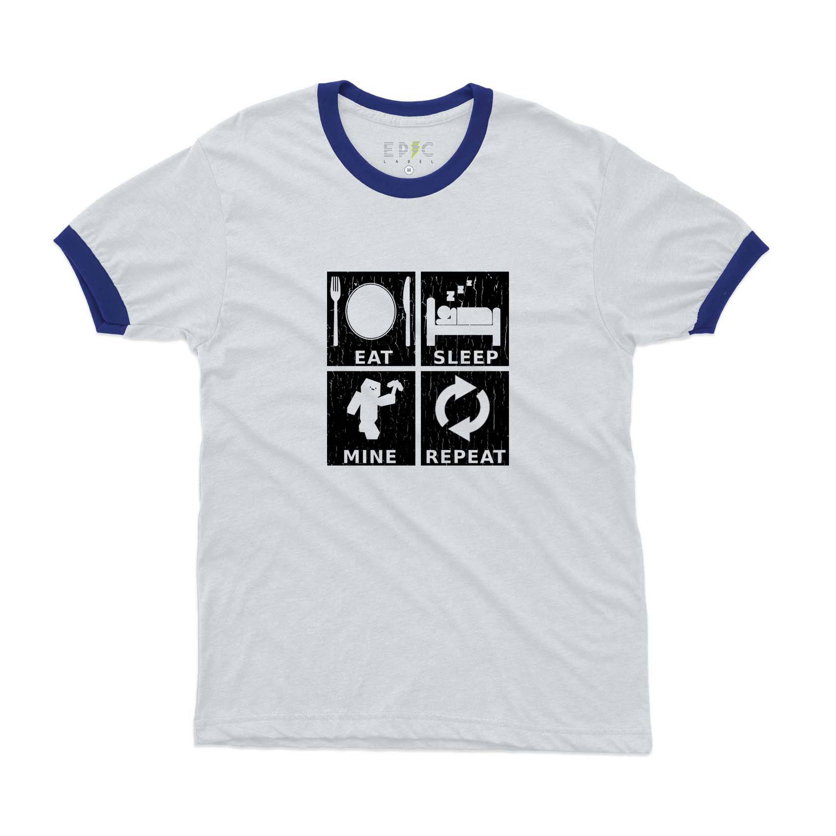 Epic Label Tshirt Eat Sleep Mine Repeat Vintage Ringer T-Shirt Pour Homme