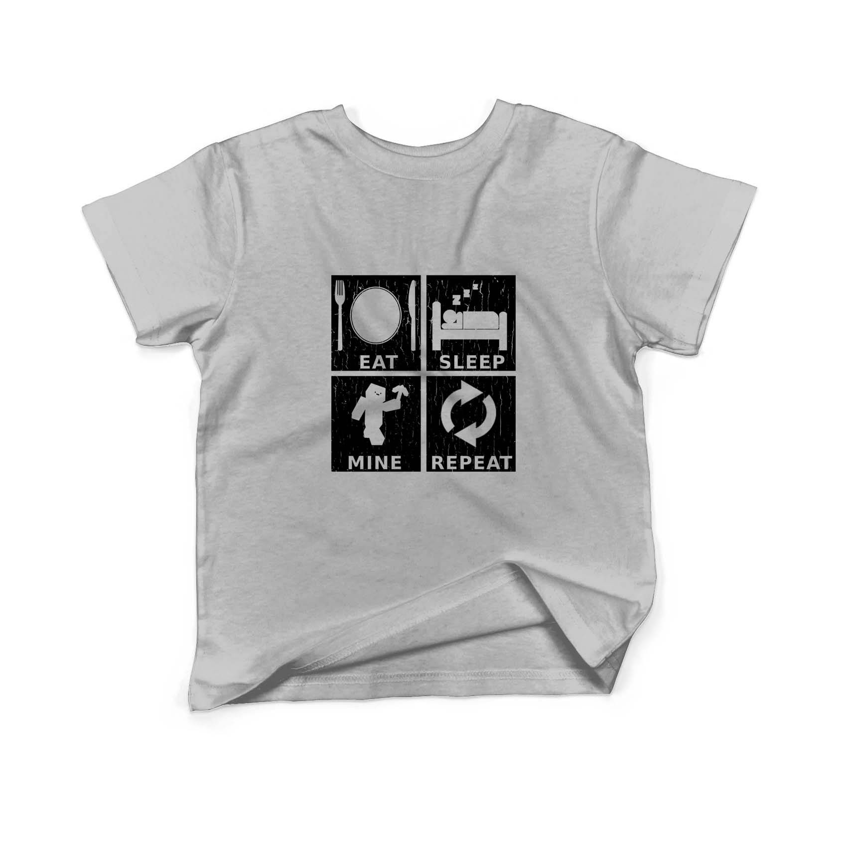 Epic Label Tshirt Eat Sleep Mine Repeat Vintage T-Shirt Enfant
