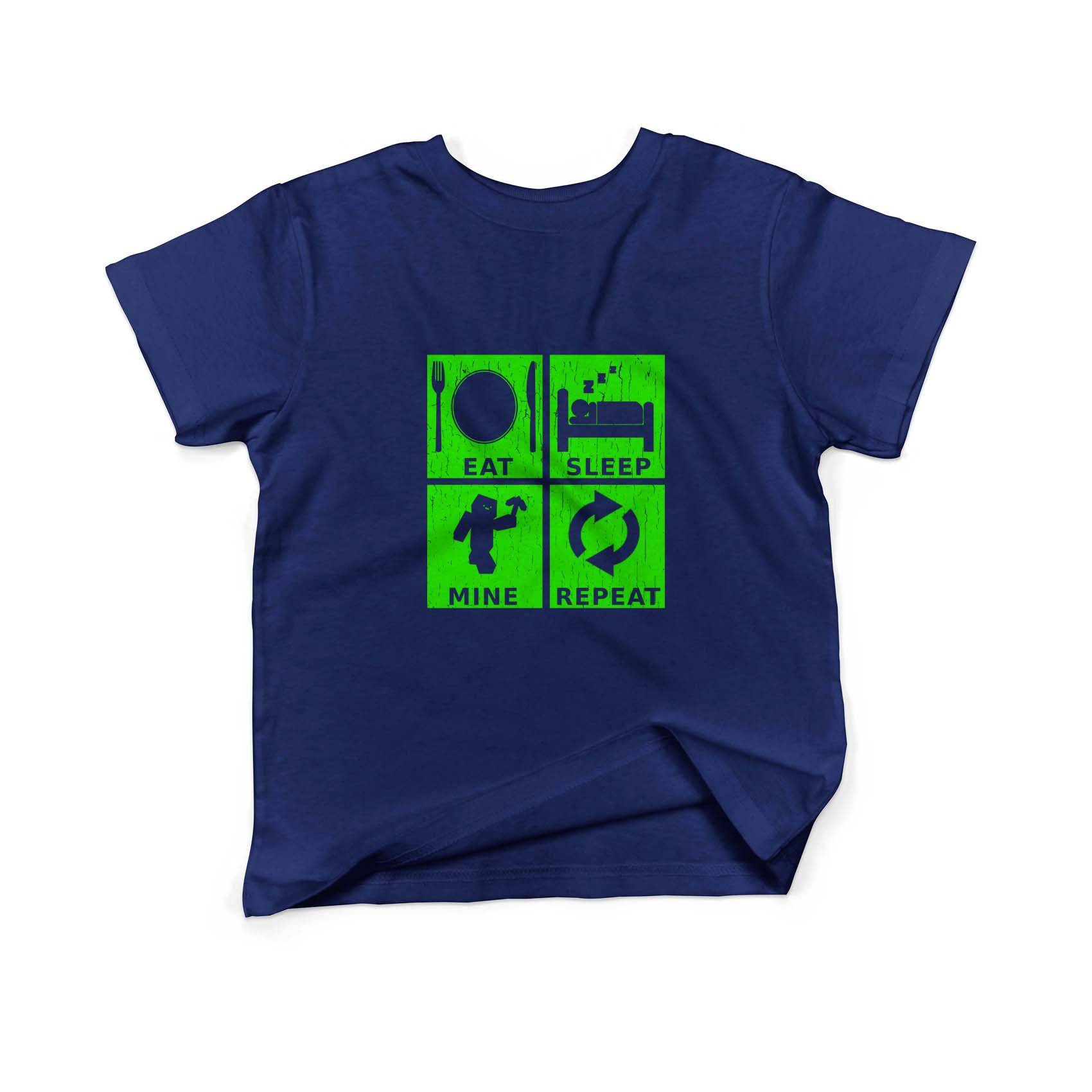 Epic Label Tshirt Eat Sleep Mine Repeat Vintage T-Shirt Enfant