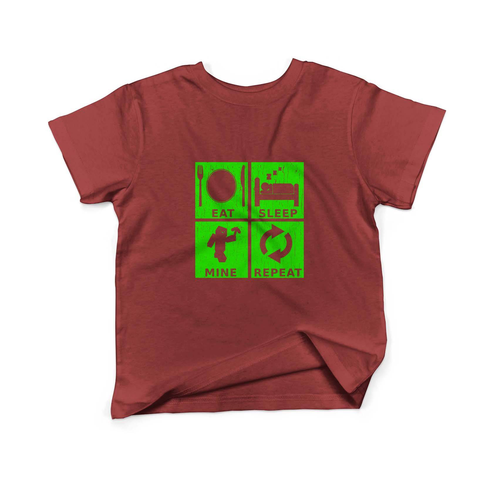 Epic Label Tshirt Eat Sleep Mine Repeat Vintage T-Shirt Enfant