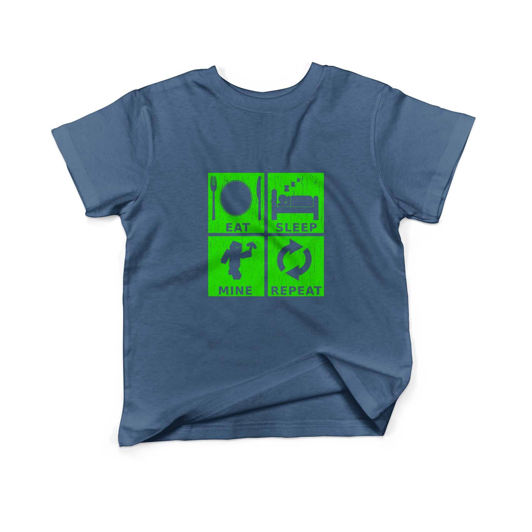 Epic Label Tshirt Eat Sleep Mine Repeat Vintage T-Shirt Enfant