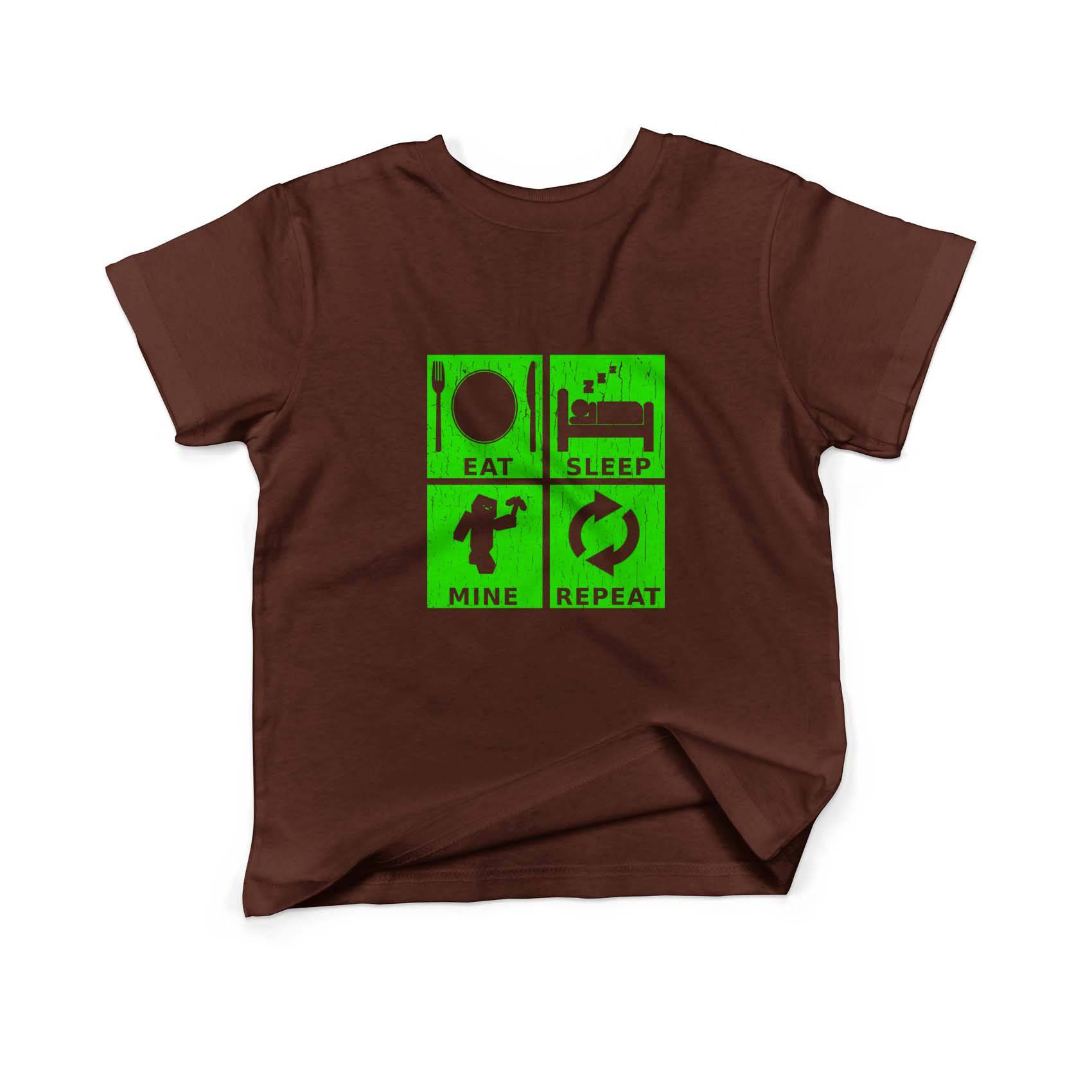 Epic Label Tshirt Eat Sleep Mine Repeat Vintage T-Shirt Enfant