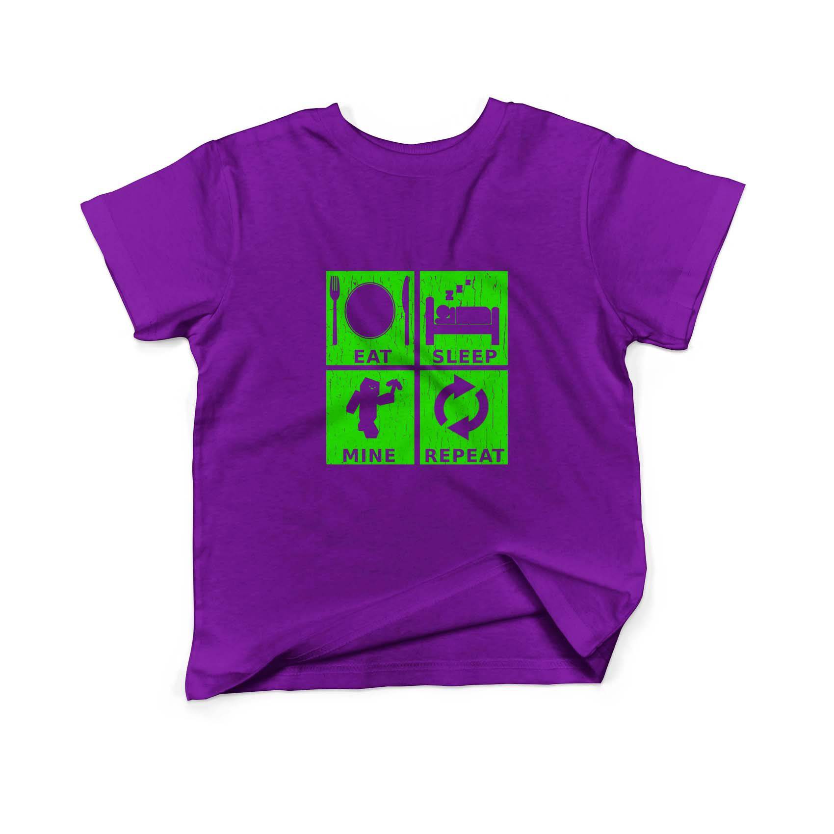 Epic Label Tshirt Eat Sleep Mine Repeat Vintage T-Shirt Enfant