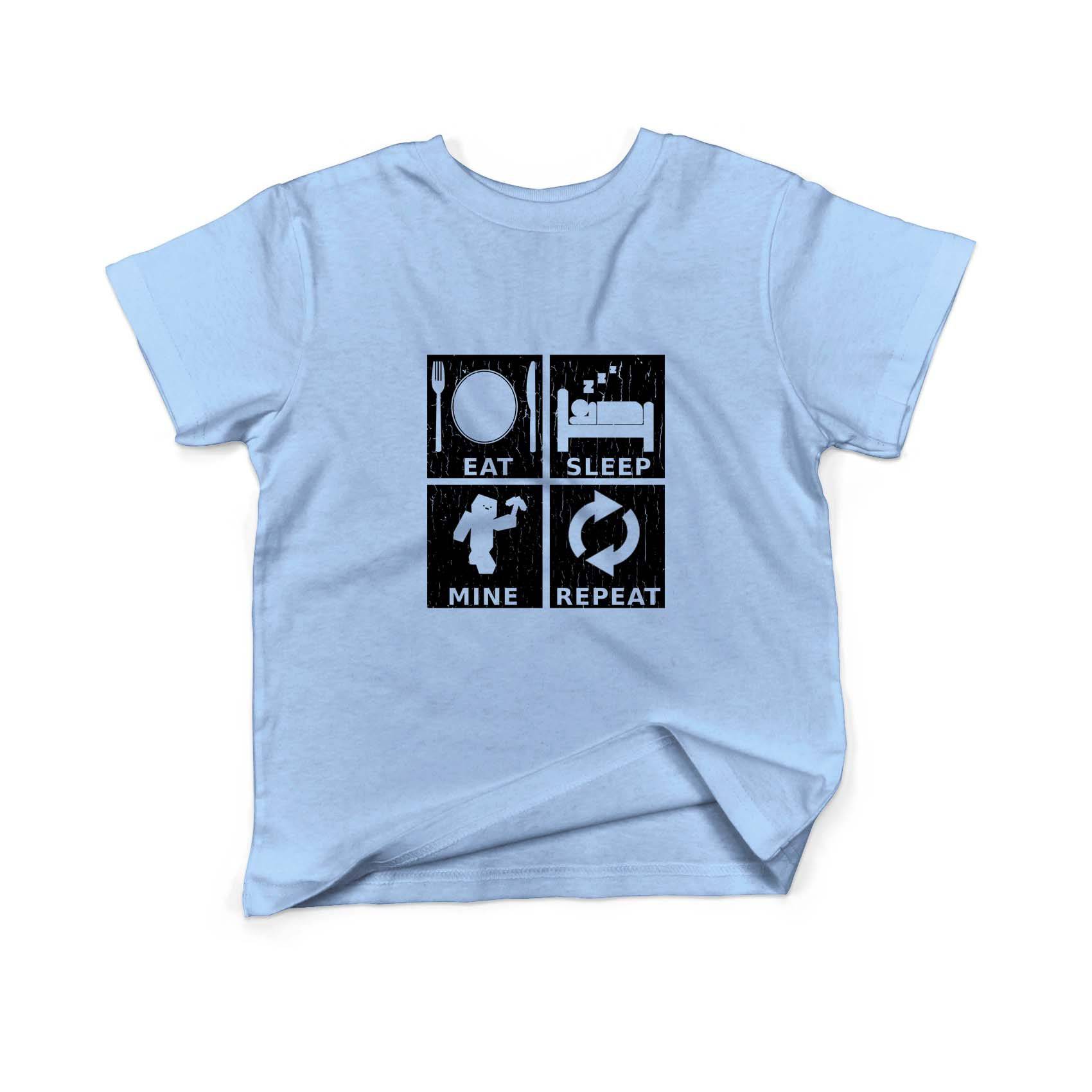 Epic Label Tshirt Eat Sleep Mine Repeat Vintage T-Shirt Enfant