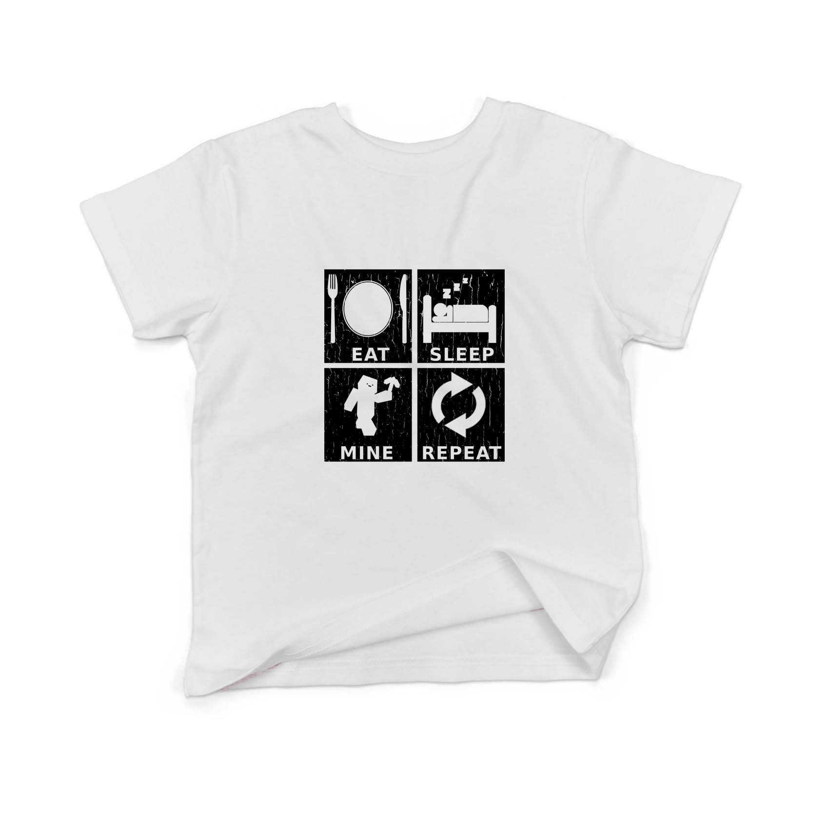Epic Label Tshirt Eat Sleep Mine Repeat Vintage T-Shirt Enfant