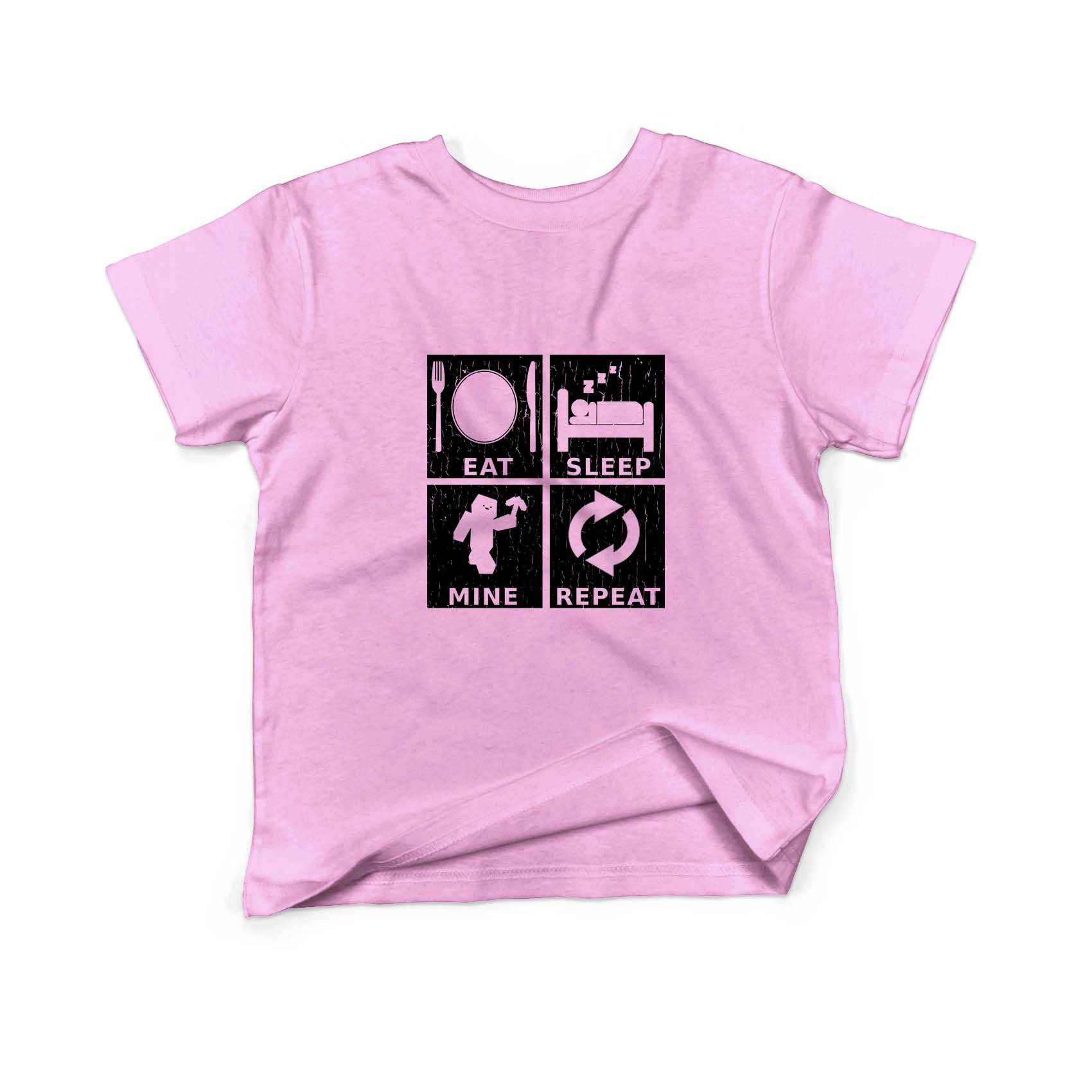 Epic Label Tshirt Eat Sleep Mine Repeat Vintage T-Shirt Enfant