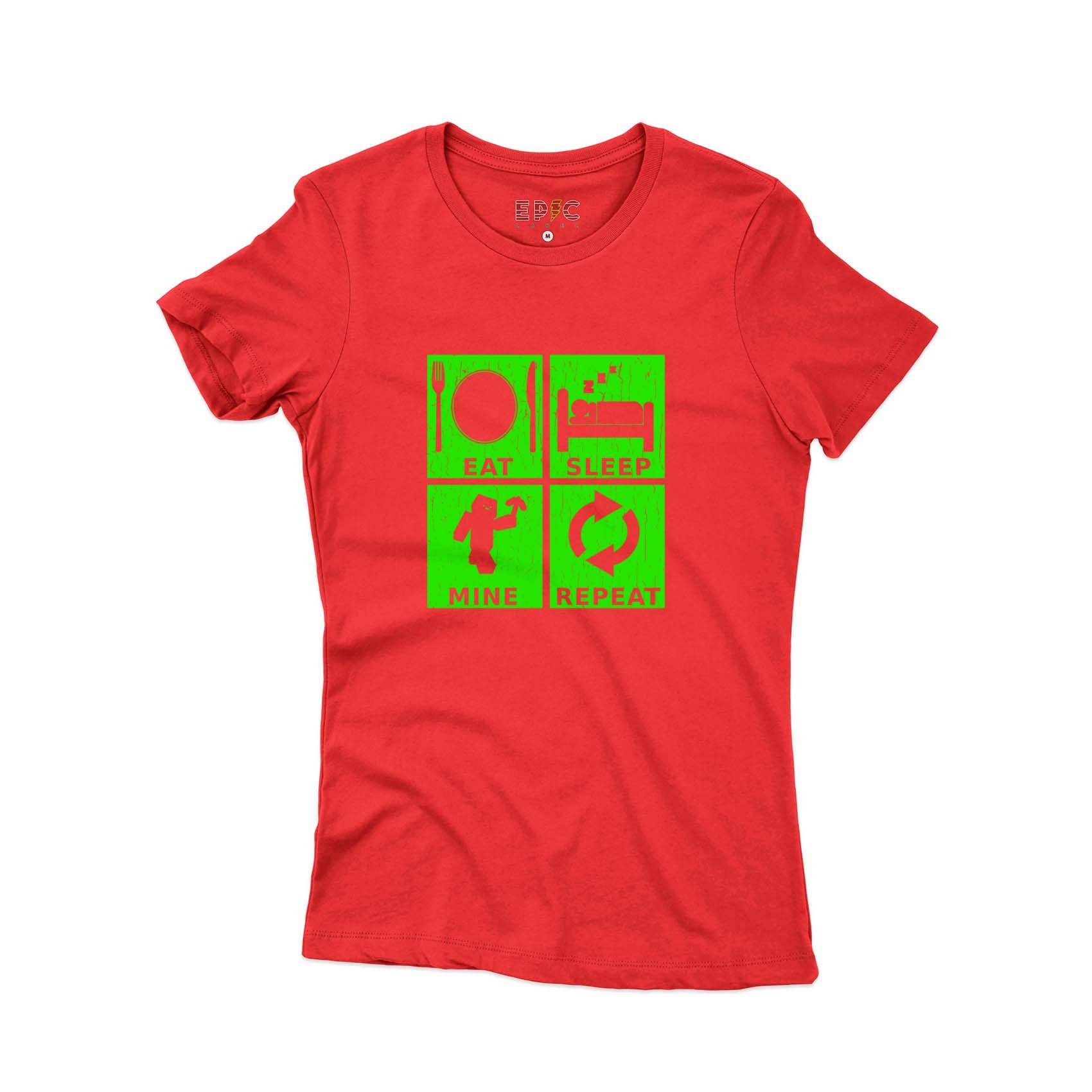 Epic Label Tshirt Eat Sleep Mine Repeat Vintage T-Shirt Pour Femme