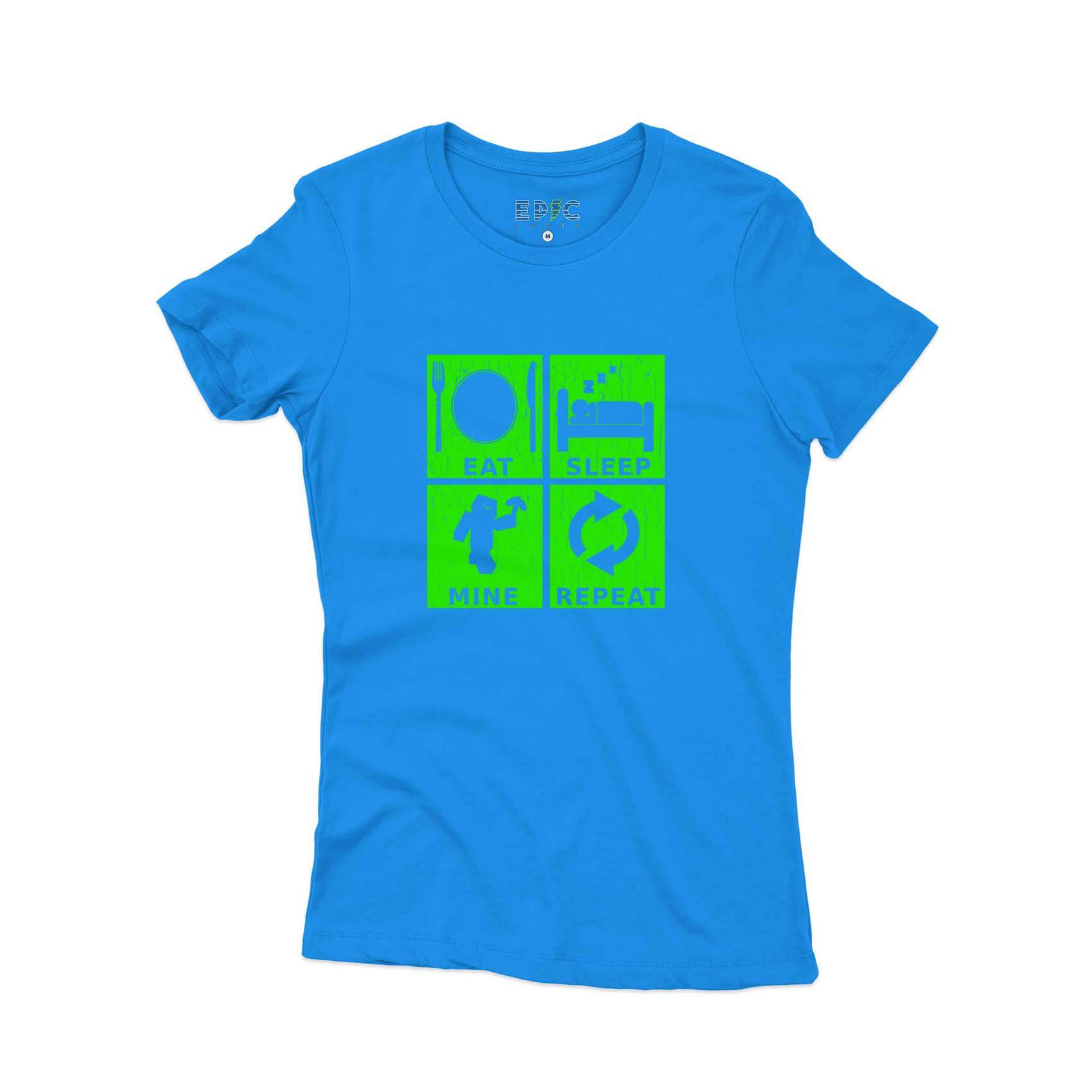 Epic Label Tshirt Eat Sleep Mine Repeat Vintage T-Shirt Pour Femme