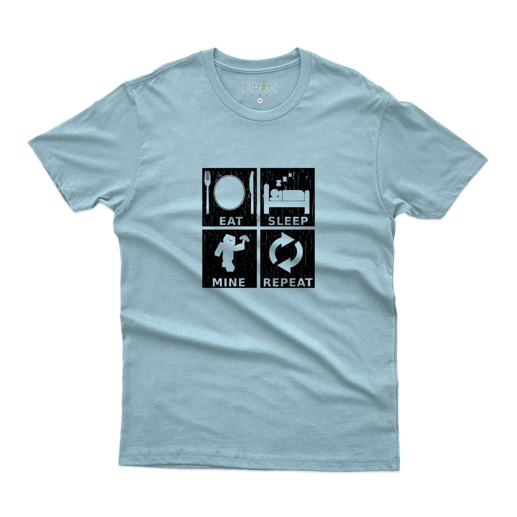 Epic Label Tshirt Eat Sleep Mine Repeat Vintage T-Shirt Pour Homme