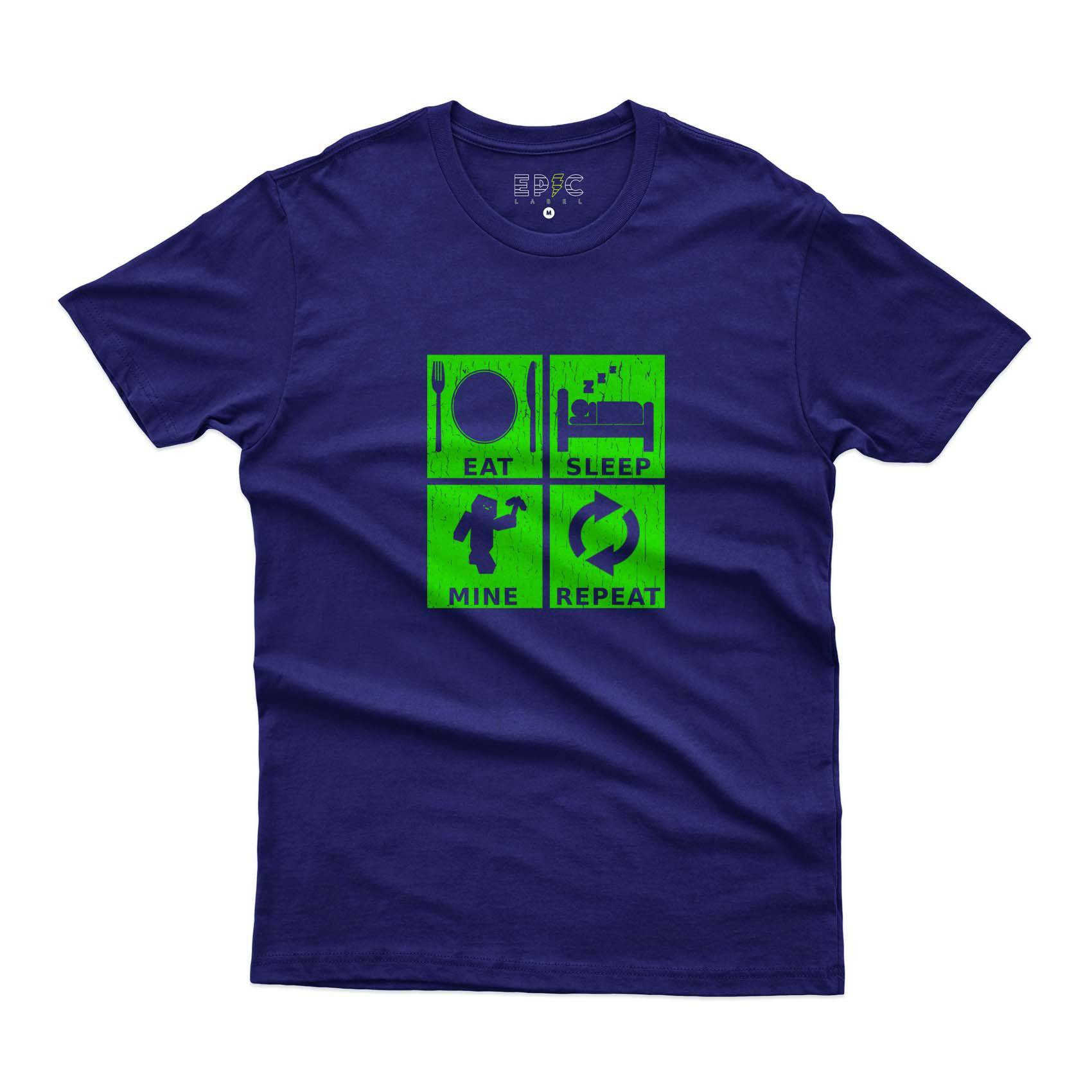 Epic Label Tshirt Eat Sleep Mine Repeat Vintage T-Shirt Pour Homme