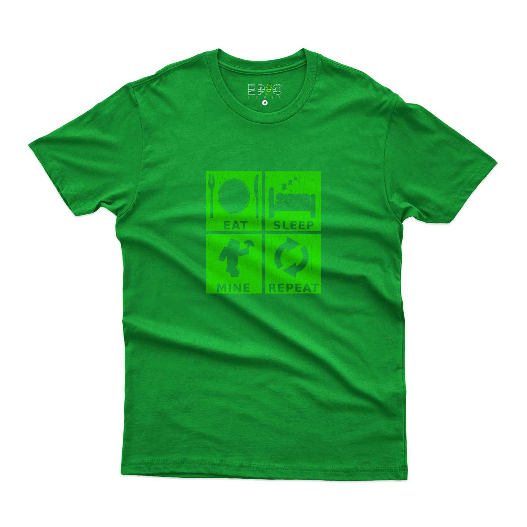 Epic Label Tshirt Eat Sleep Mine Repeat Vintage T-Shirt Pour Homme