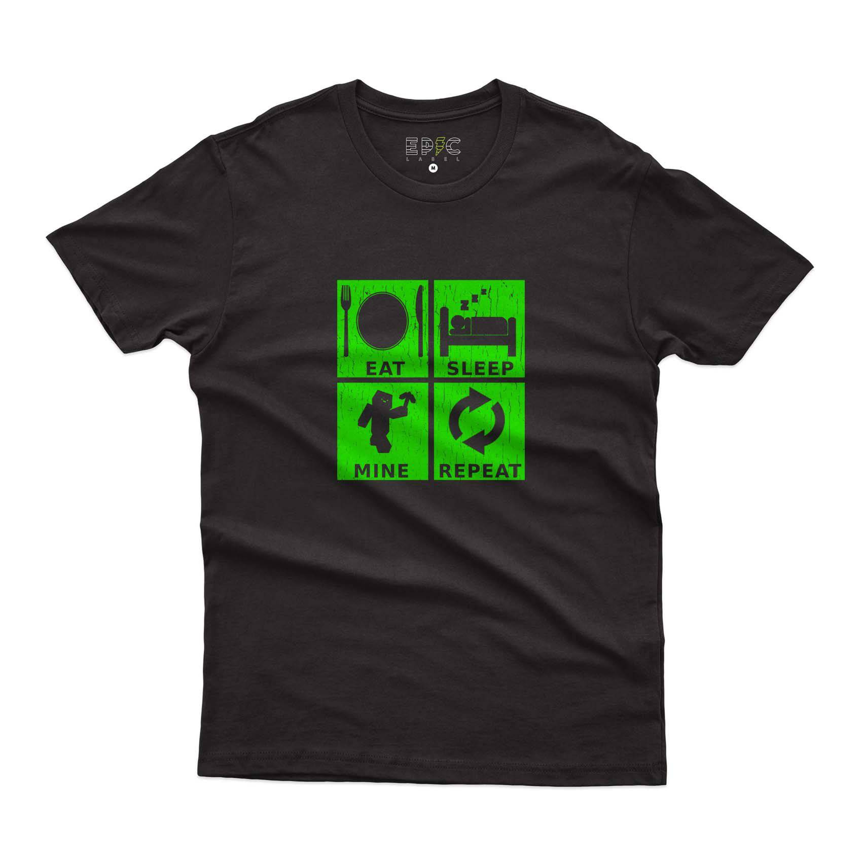 Epic Label Tshirt Eat Sleep Mine Repeat Vintage T-Shirt Pour Homme