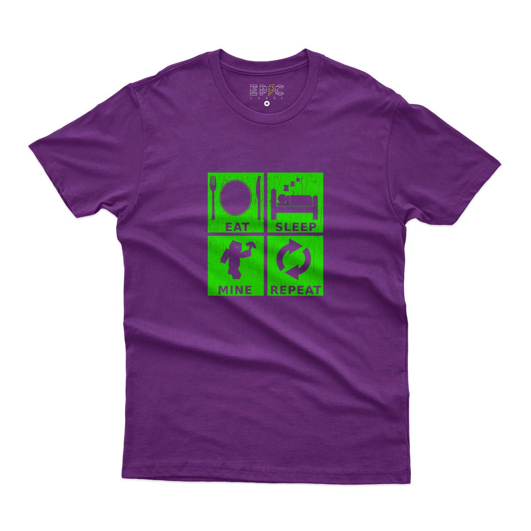 Epic Label Tshirt Eat Sleep Mine Repeat Vintage T-Shirt Pour Homme