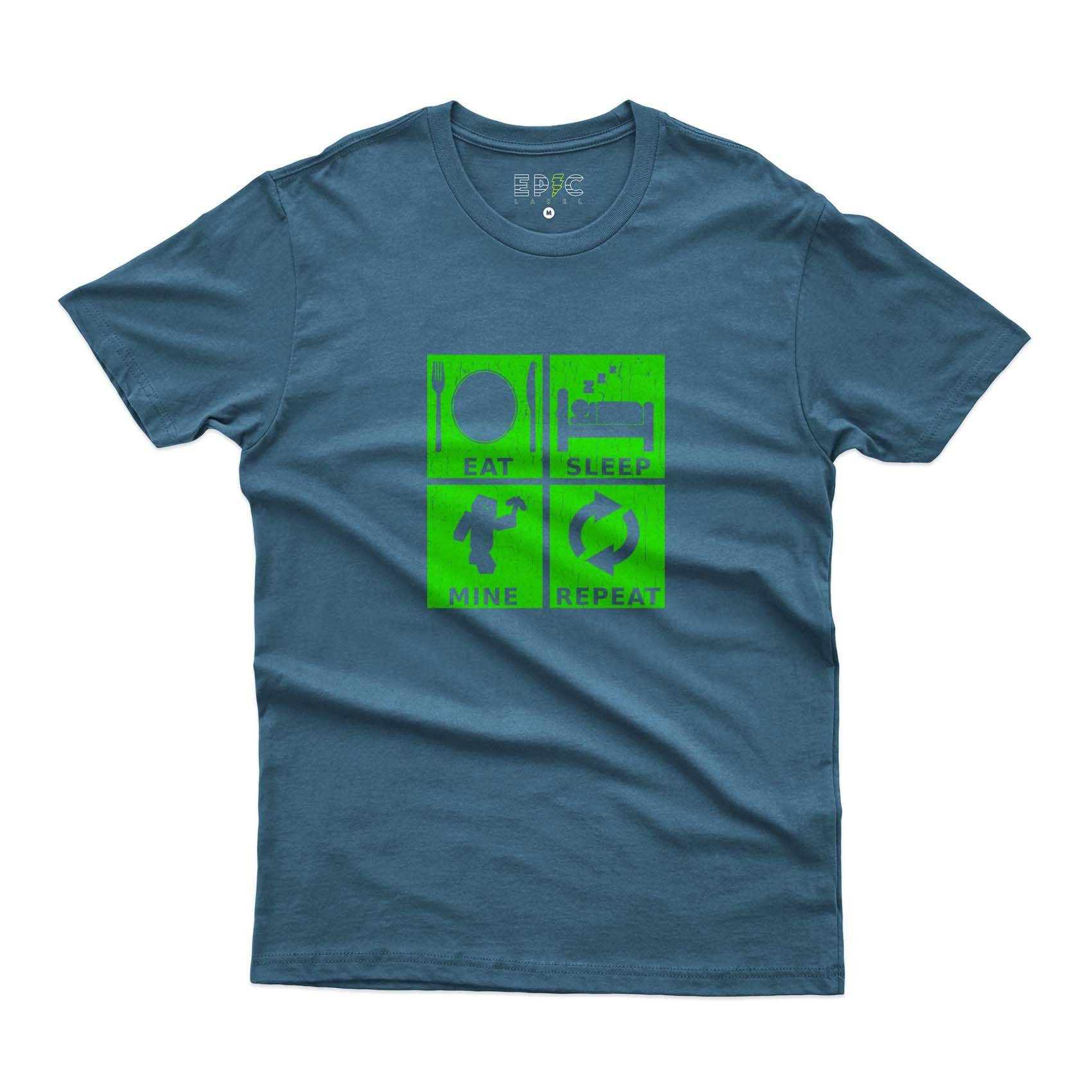 Epic Label Tshirt Eat Sleep Mine Repeat Vintage T-Shirt Pour Homme