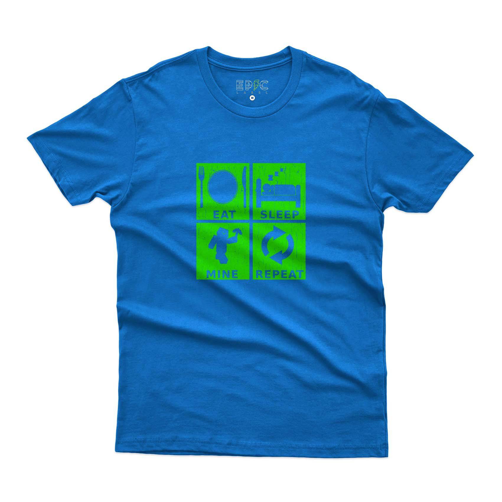 Epic Label Tshirt Eat Sleep Mine Repeat Vintage T-Shirt Pour Homme