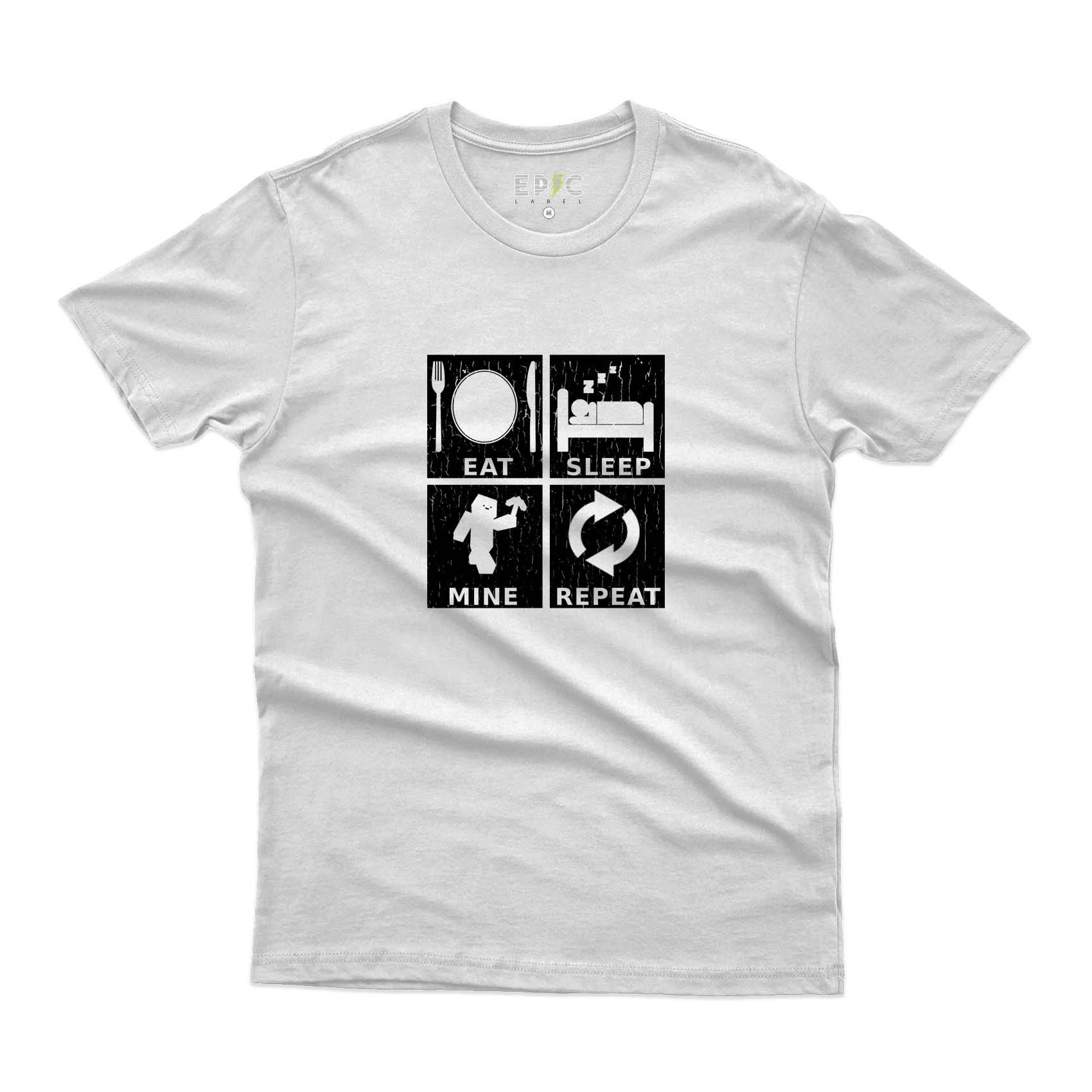 Epic Label Tshirt Eat Sleep Mine Repeat Vintage T-Shirt Pour Homme