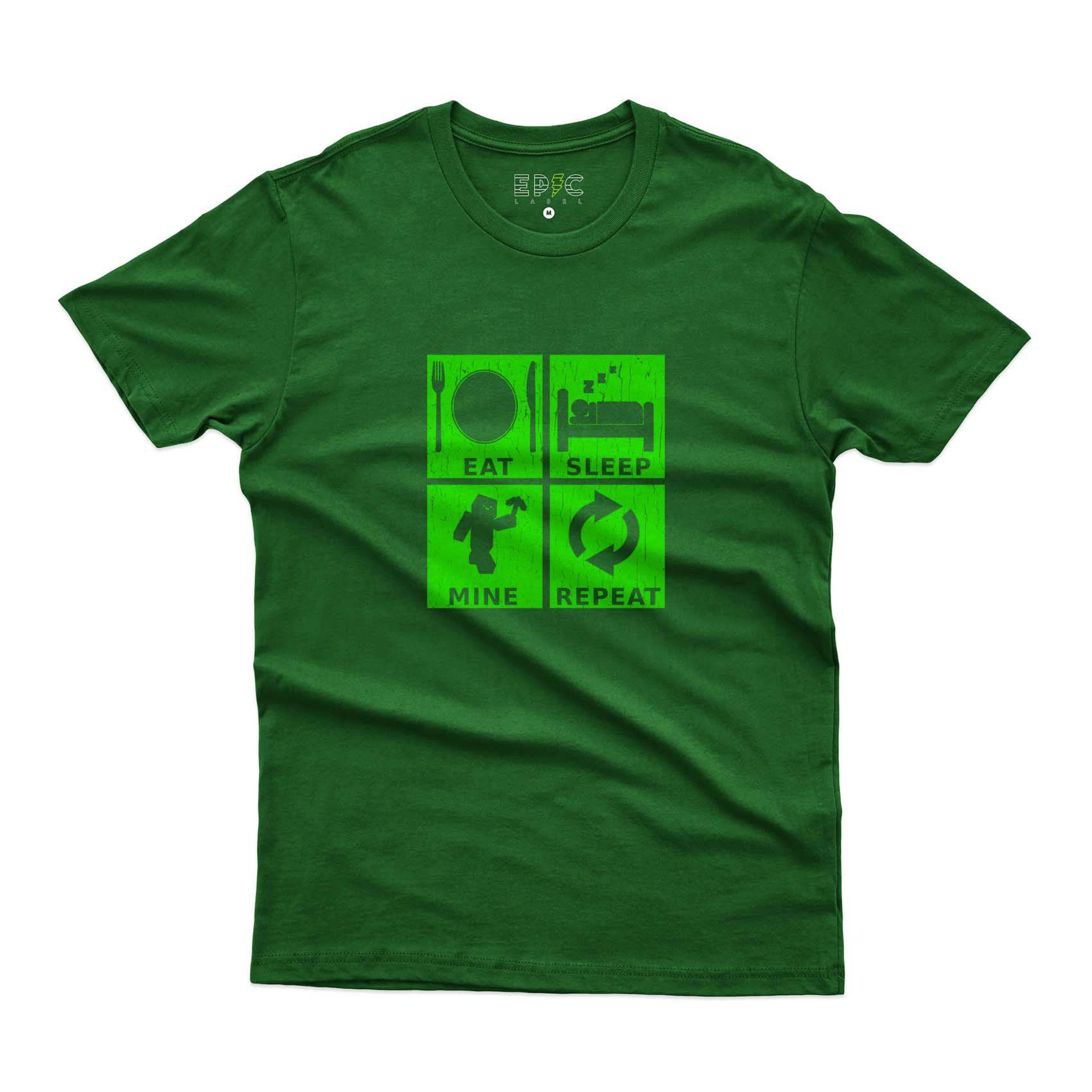 Epic Label Tshirt Eat Sleep Mine Repeat Vintage T-Shirt Pour Homme
