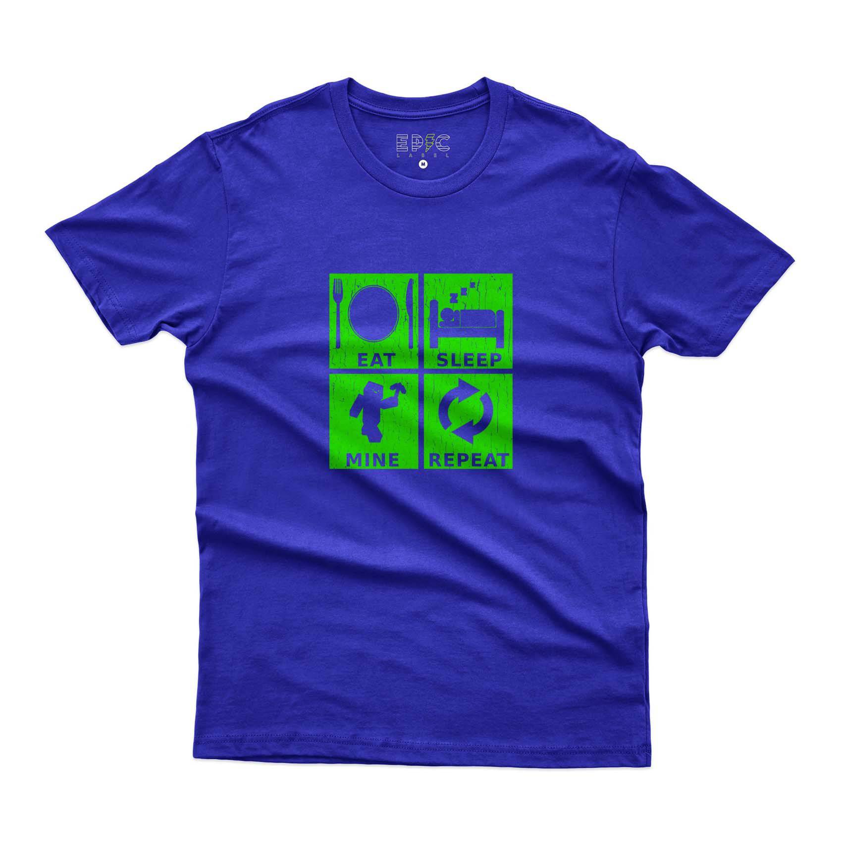 Epic Label Tshirt Eat Sleep Mine Repeat Vintage T-Shirt Pour Homme