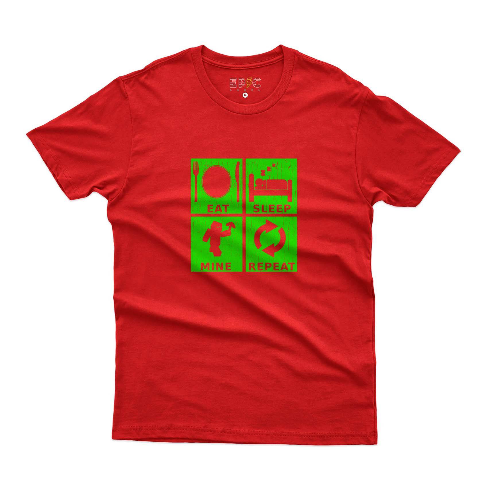 Epic Label Tshirt Eat Sleep Mine Repeat Vintage T-Shirt Pour Homme