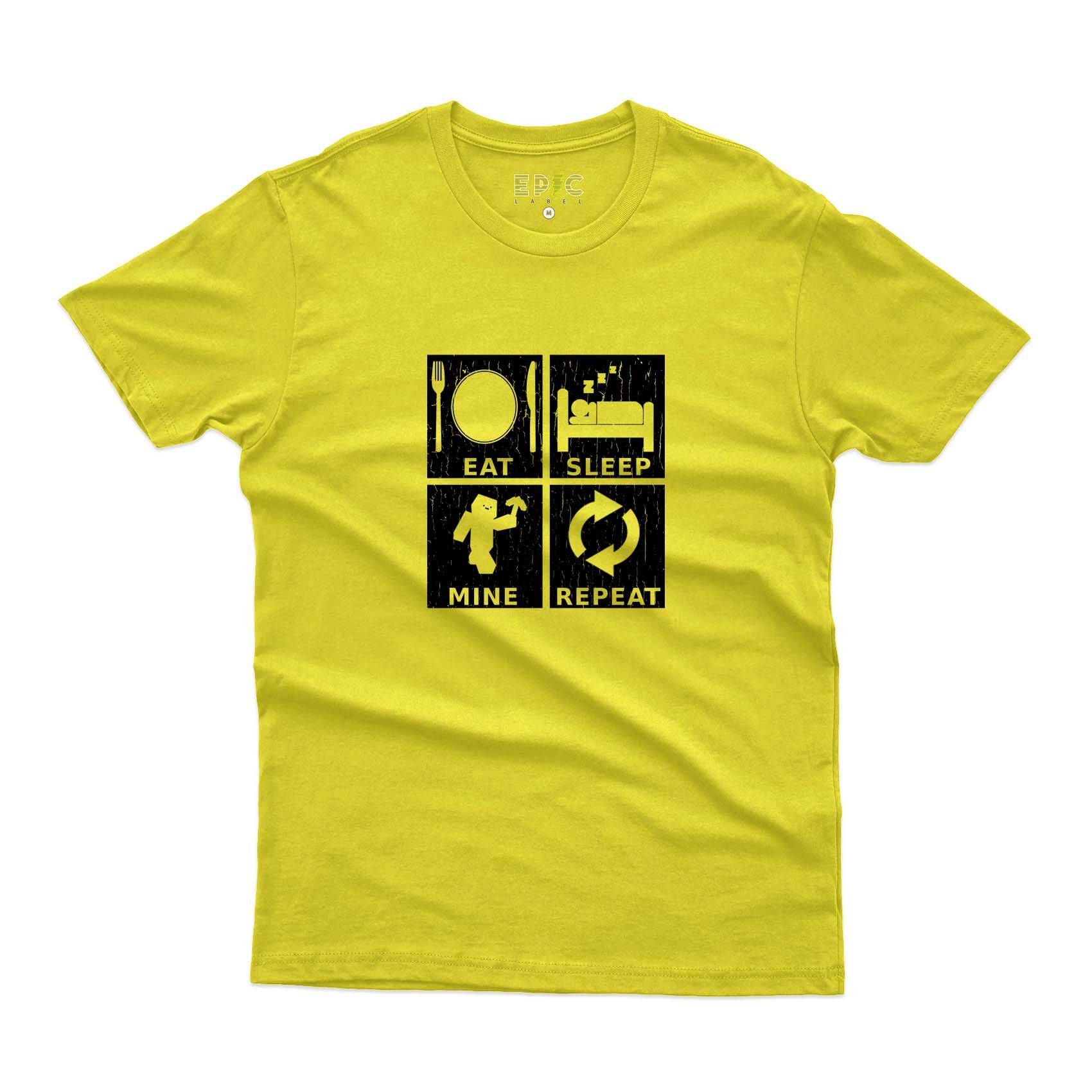 Epic Label Tshirt Eat Sleep Mine Repeat Vintage T-Shirt Pour Homme