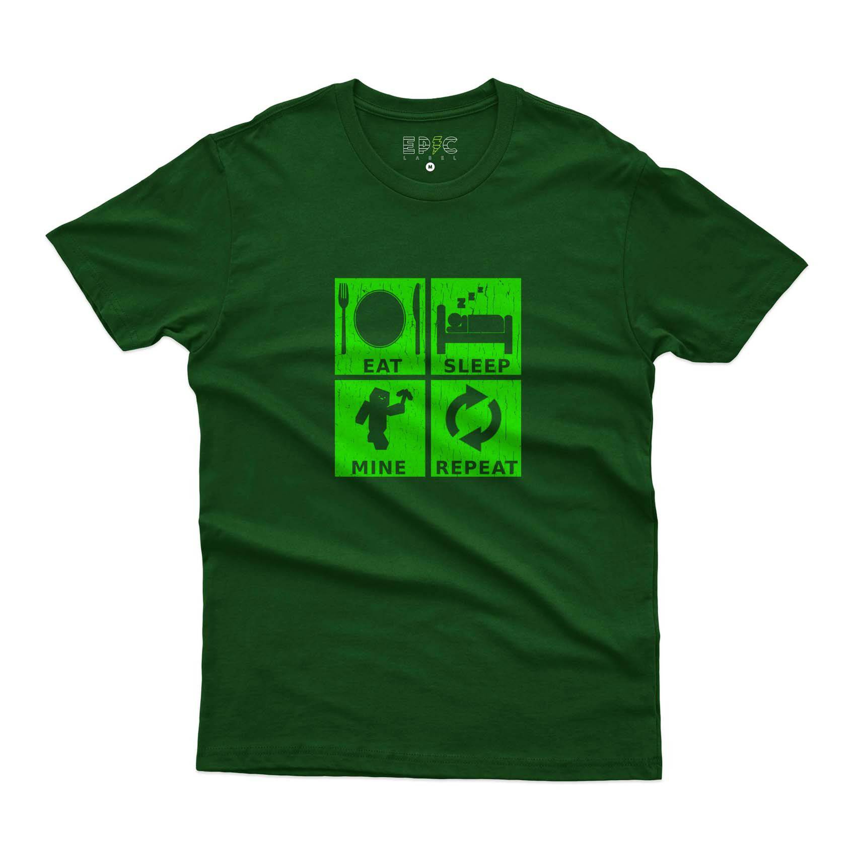Epic Label Tshirt Eat Sleep Mine Repeat Vintage T-Shirt Pour Homme