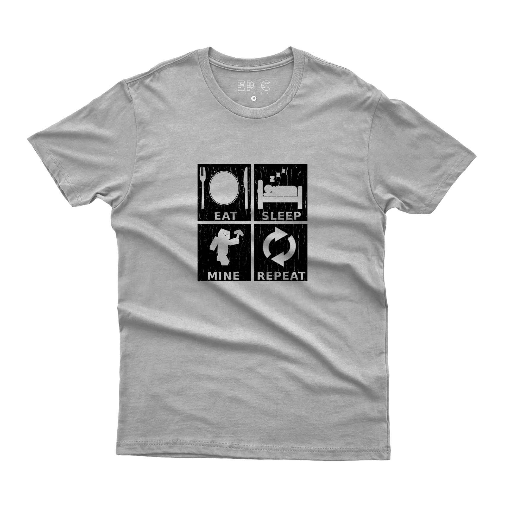 Epic Label Tshirt Eat Sleep Mine Repeat Vintage T-Shirt Pour Homme