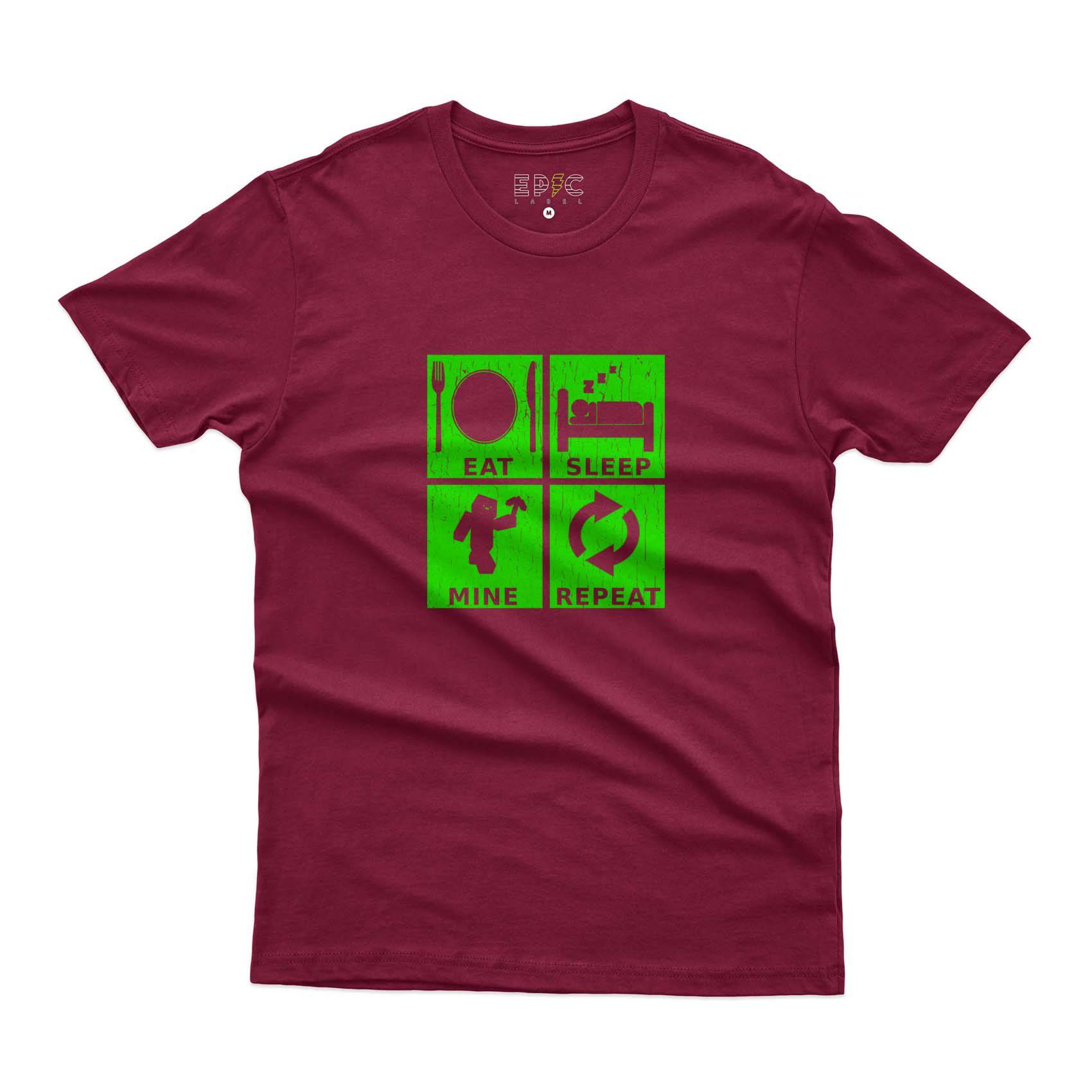 Epic Label Tshirt Eat Sleep Mine Repeat Vintage T-Shirt Pour Homme