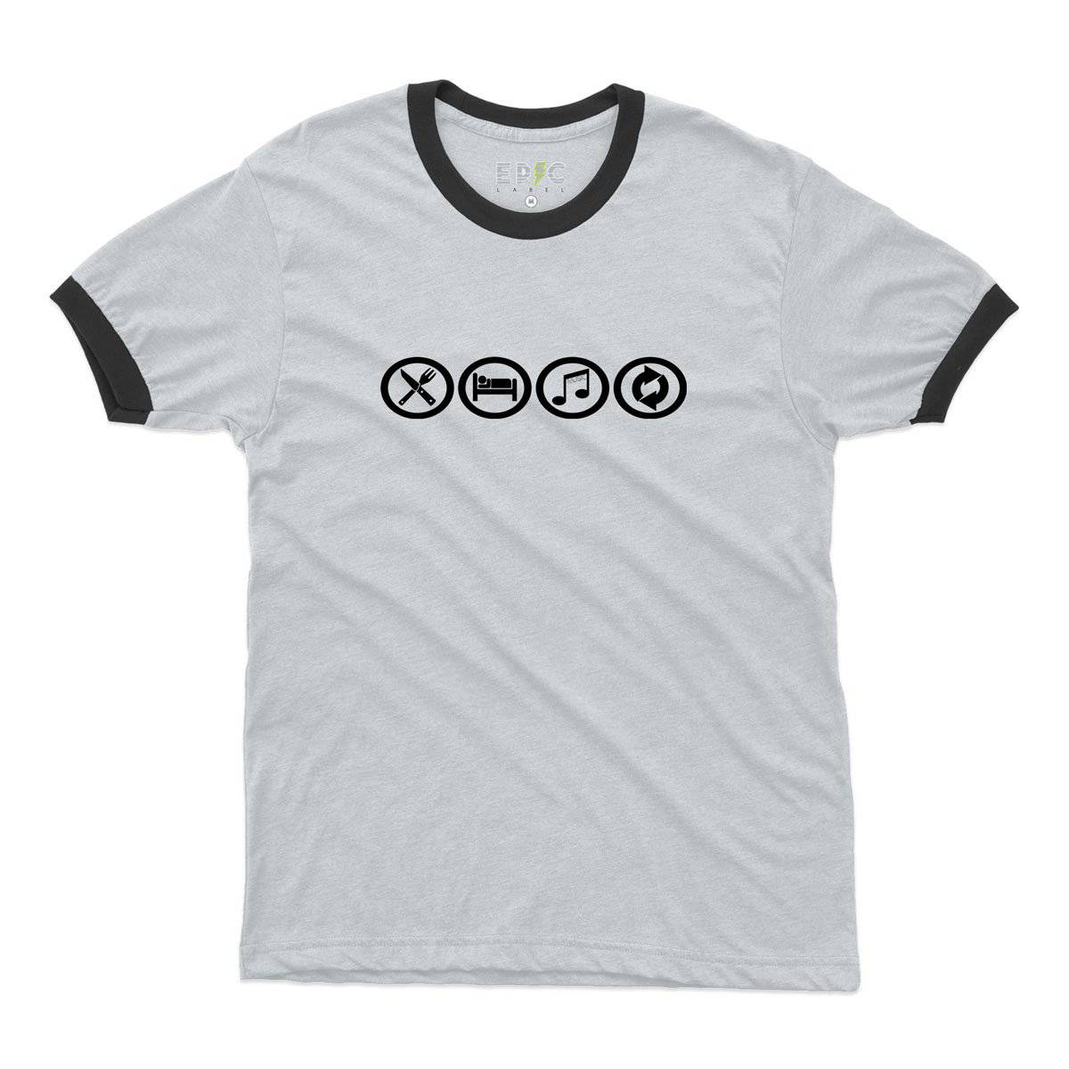 Epic Label Tshirt Eat Sleep Music Repeat Ringer T-Shirt Pour Homme