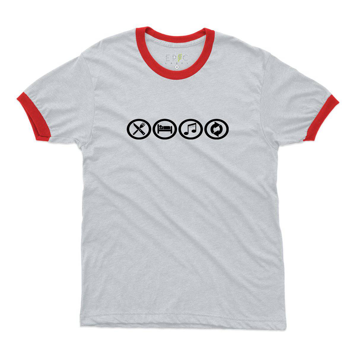 Epic Label Tshirt Eat Sleep Music Repeat Ringer T-Shirt Pour Homme