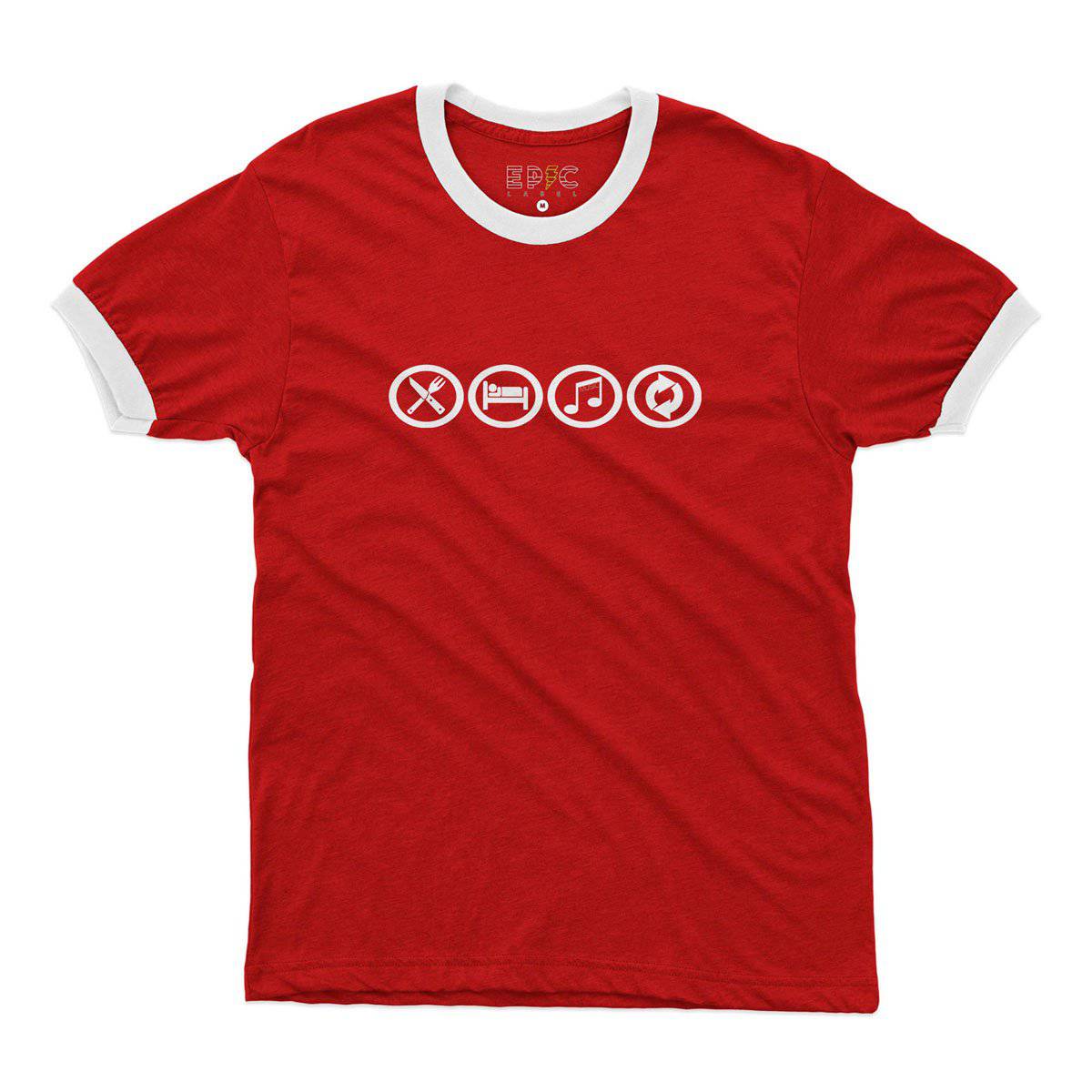 Epic Label Tshirt Eat Sleep Music Repeat Ringer T-Shirt Pour Homme