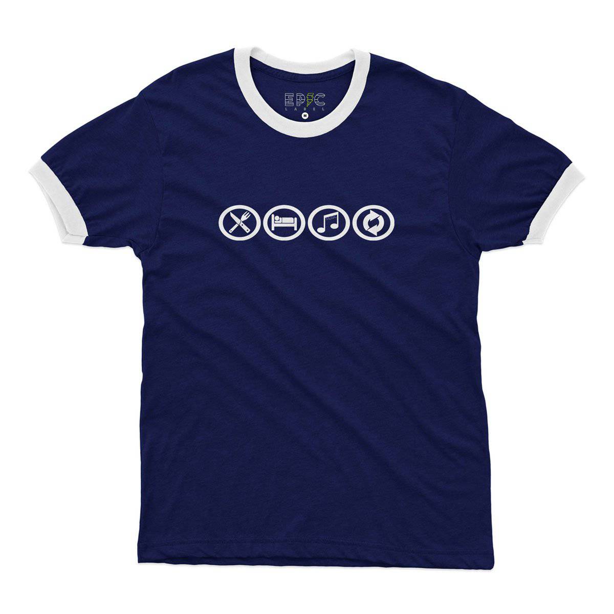 Epic Label Tshirt Eat Sleep Music Repeat Ringer T-Shirt Pour Homme