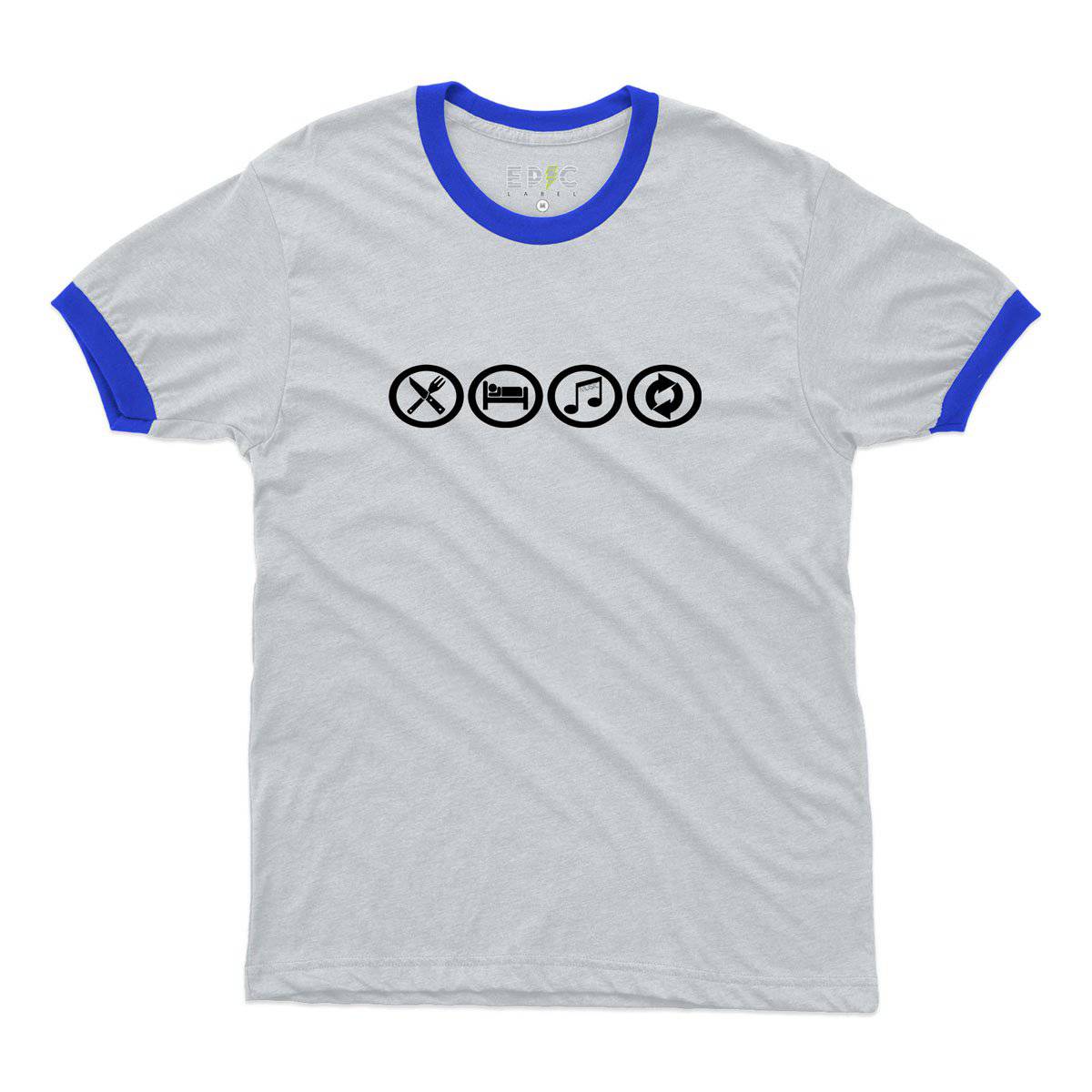 Epic Label Tshirt Eat Sleep Music Repeat Ringer T-Shirt Pour Homme