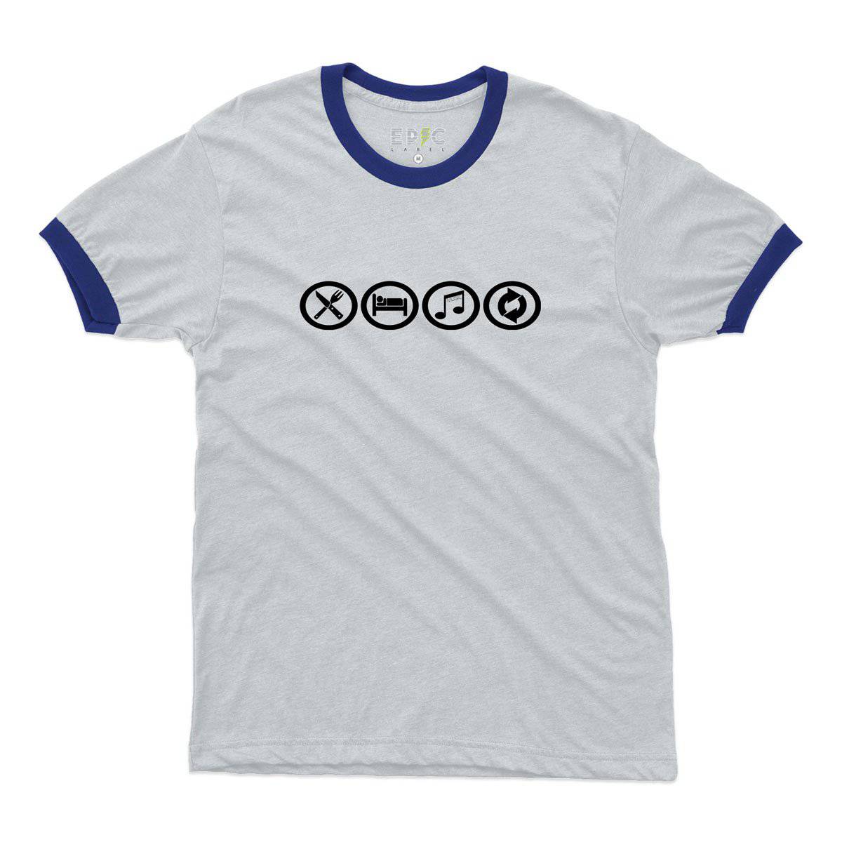 Epic Label Tshirt Eat Sleep Music Repeat Ringer T-Shirt Pour Homme
