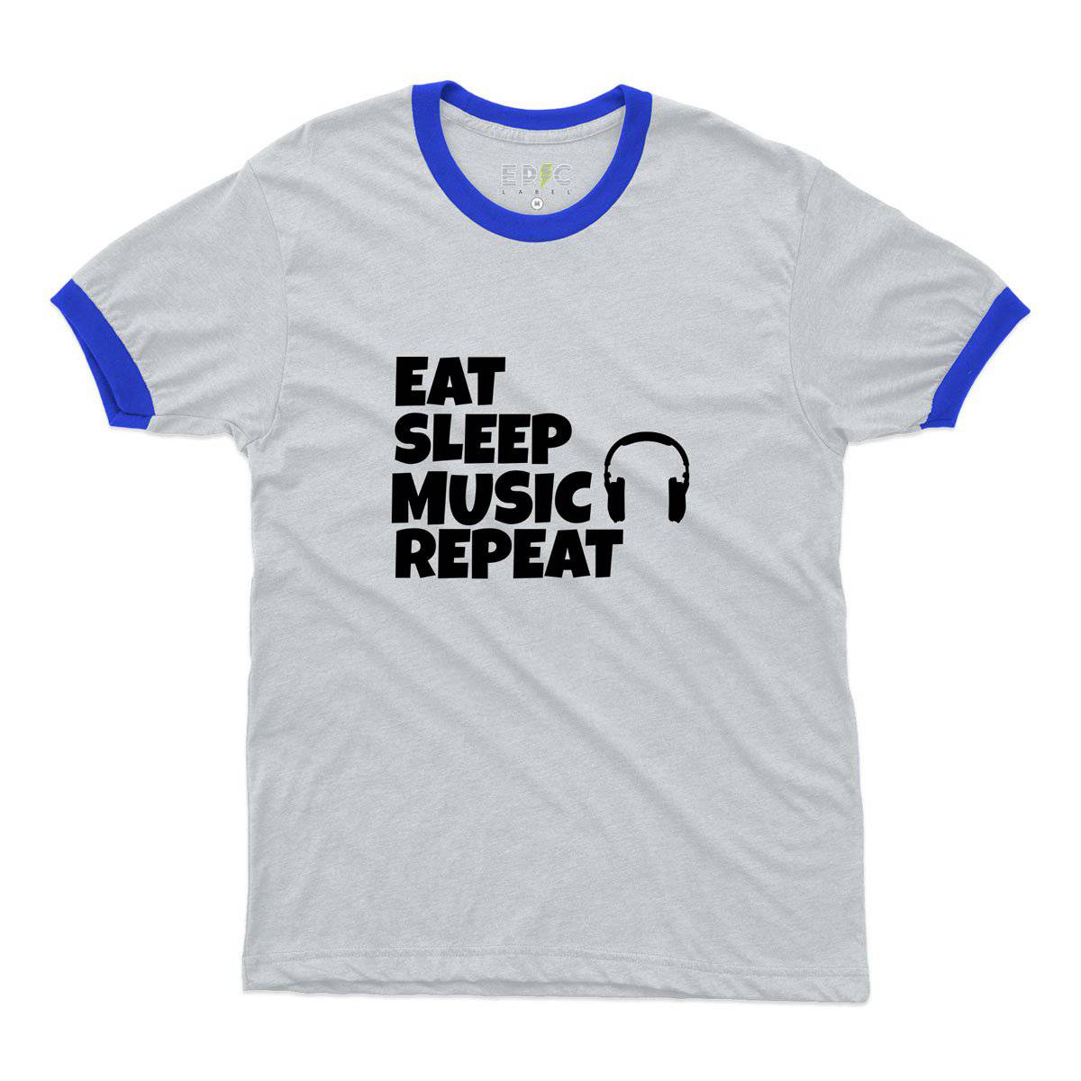 Epic Label Tshirt Eat Sleep Music Repeat Ringer T-Shirt Pour Homme