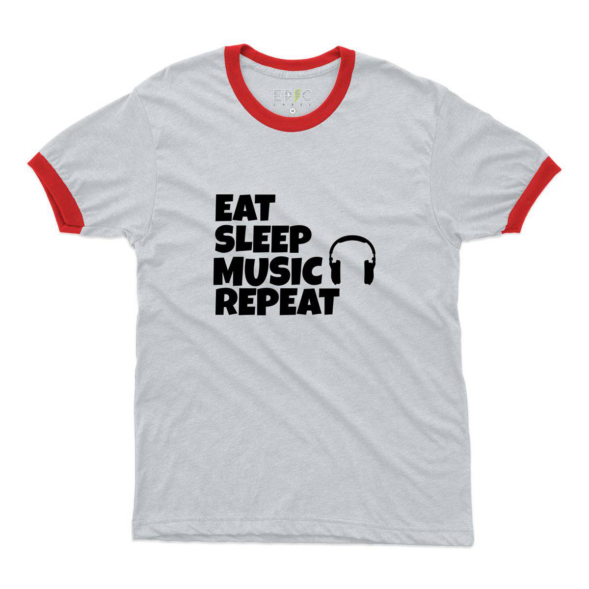 Epic Label Tshirt Eat Sleep Music Repeat Ringer T-Shirt Pour Homme