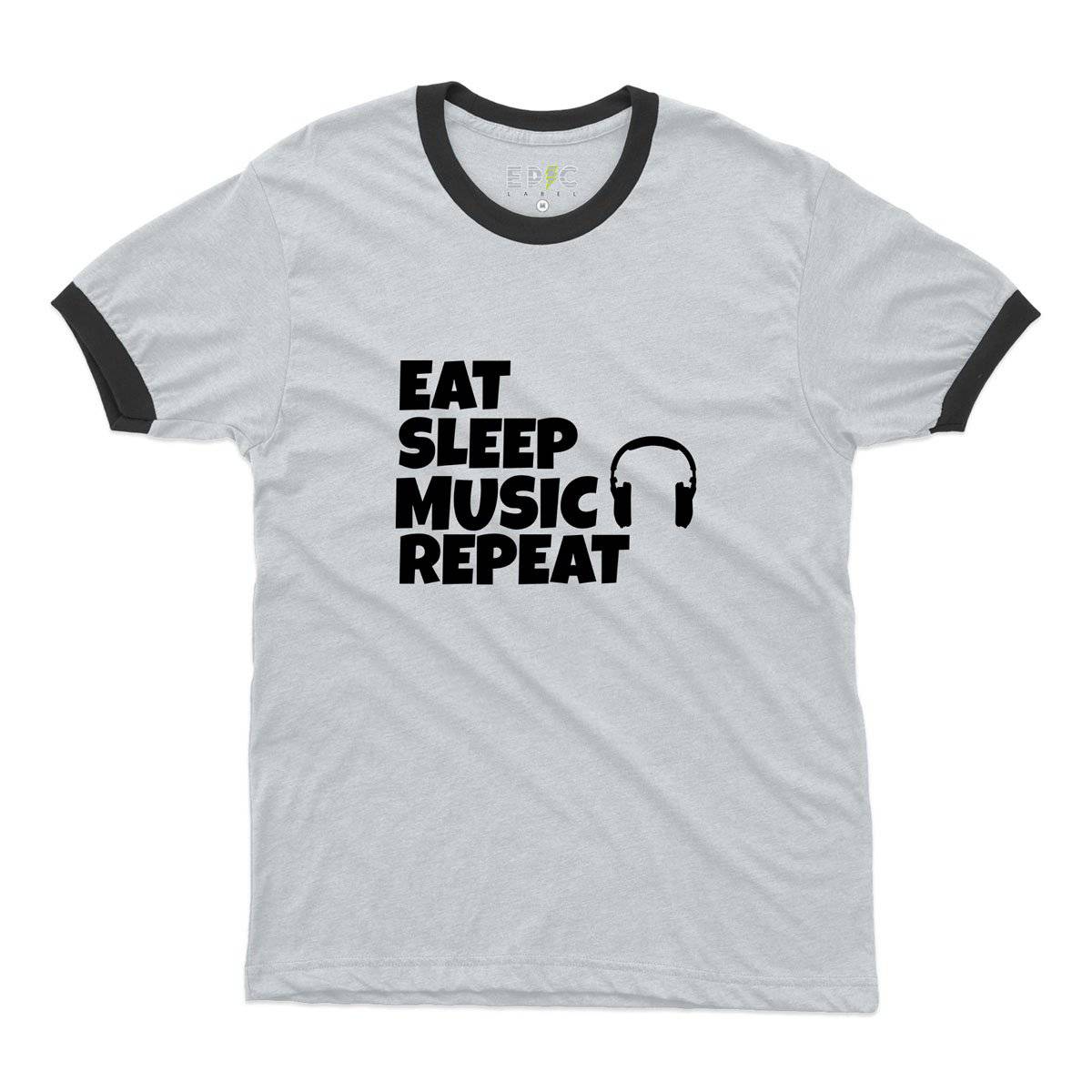 Epic Label Tshirt Eat Sleep Music Repeat Ringer T-Shirt Pour Homme