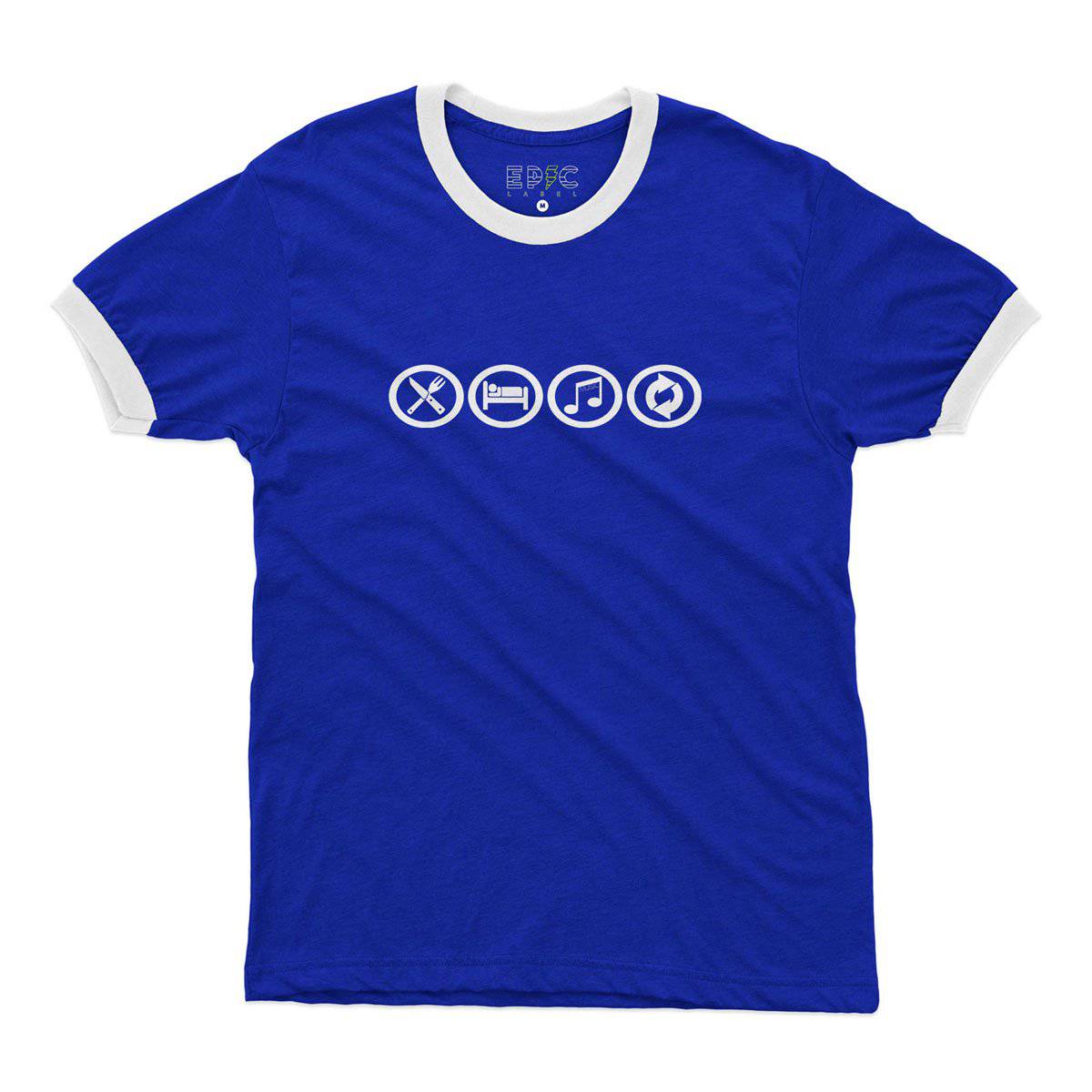 Epic Label Tshirt Eat Sleep Music Repeat Ringer T-Shirt Pour Homme