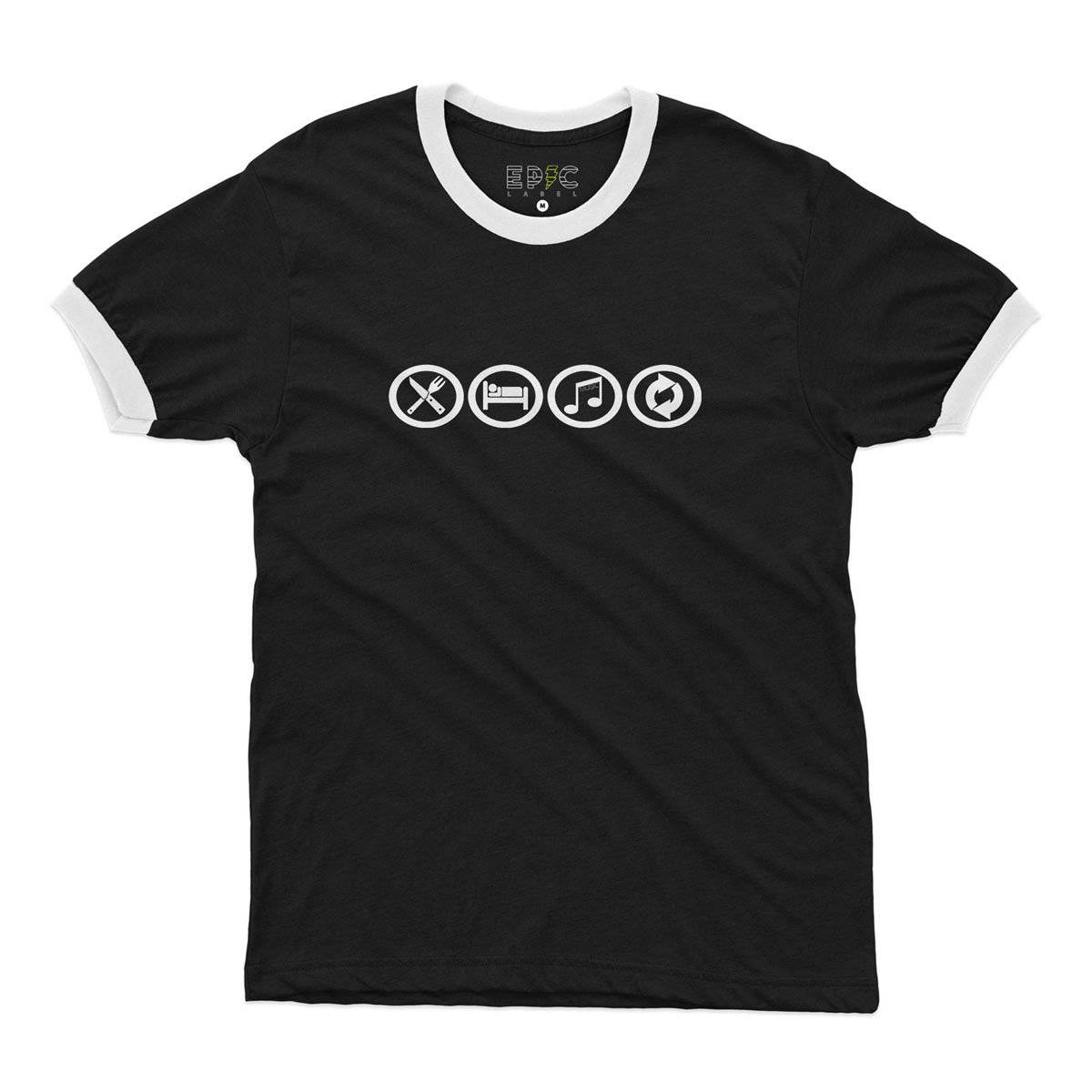 Epic Label Tshirt Eat Sleep Music Repeat Ringer T-Shirt Pour Homme