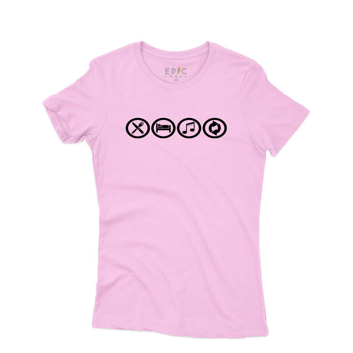 Epic Label Tshirt Eat Sleep Music Repeat T-Shirt Pour Femme