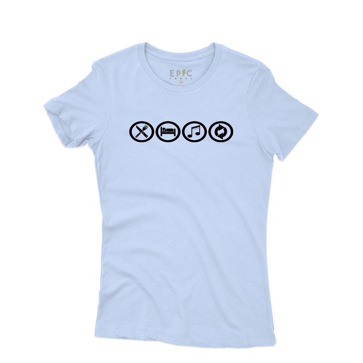 Epic Label Tshirt Eat Sleep Music Repeat T-Shirt Pour Femme