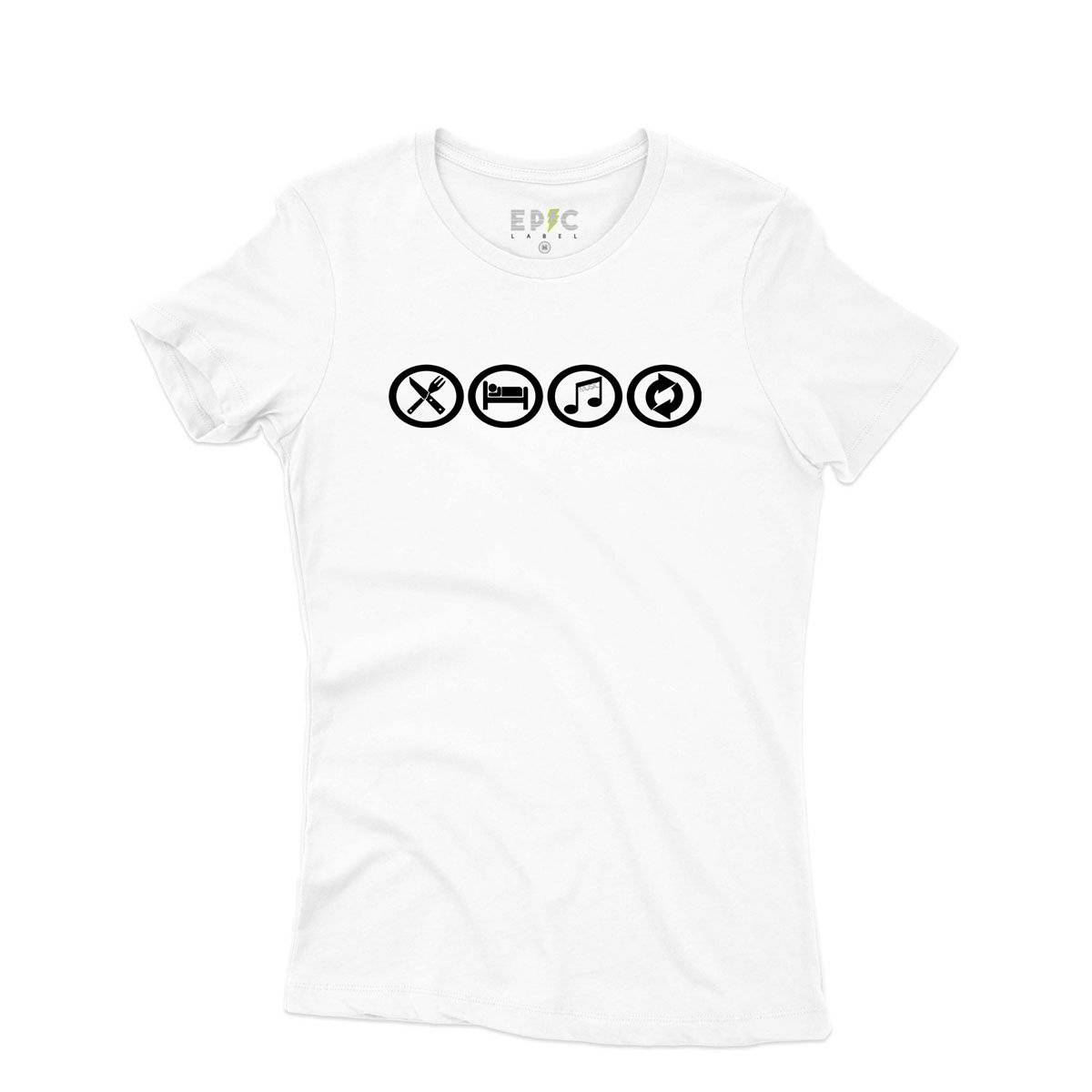 Epic Label Tshirt Eat Sleep Music Repeat T-Shirt Pour Femme