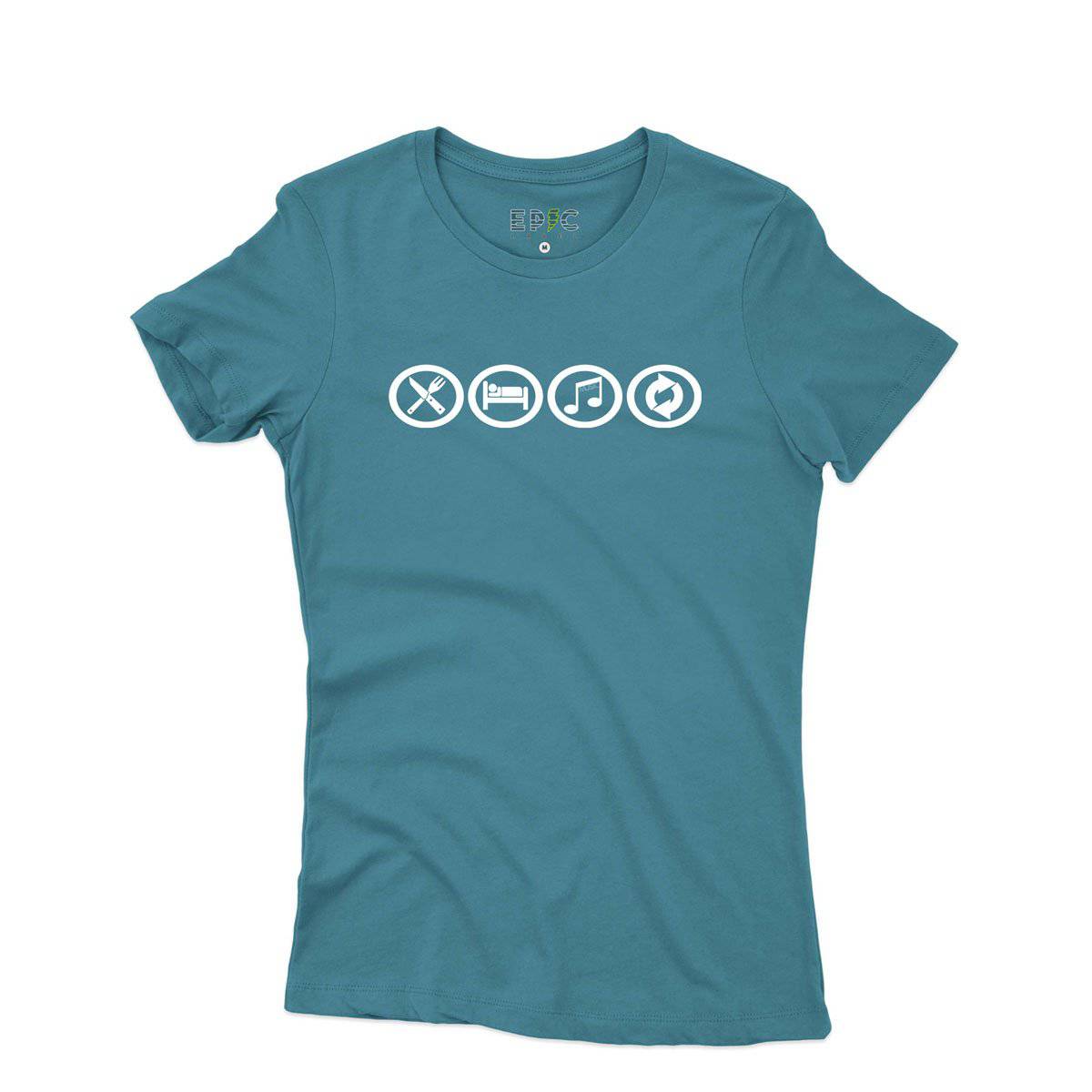 Epic Label Tshirt Eat Sleep Music Repeat T-Shirt Pour Femme