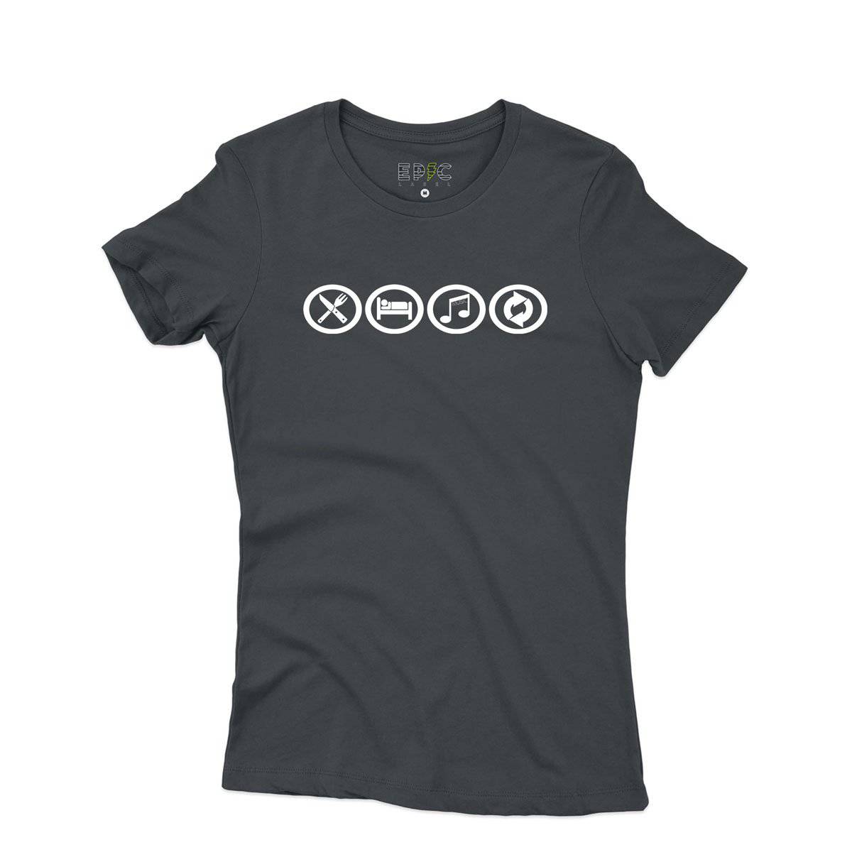 Epic Label Tshirt Eat Sleep Music Repeat T-Shirt Pour Femme